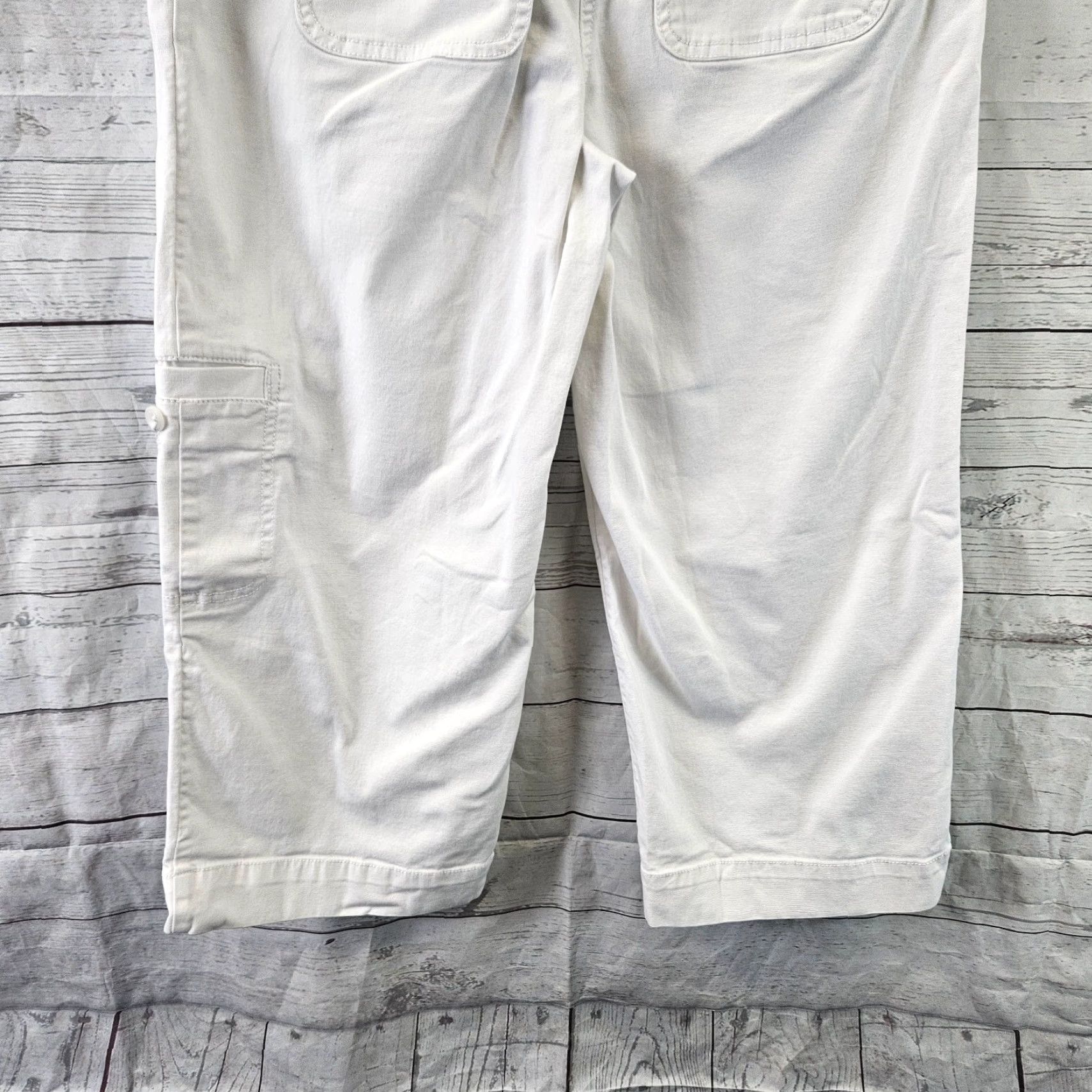 J. Jill J. Jill Womens Cropped Pants 6 White Cotton Blend Mid Rise Flat Front Zip Size 28" / US 6 / IT 42 - 5 Thumbnail