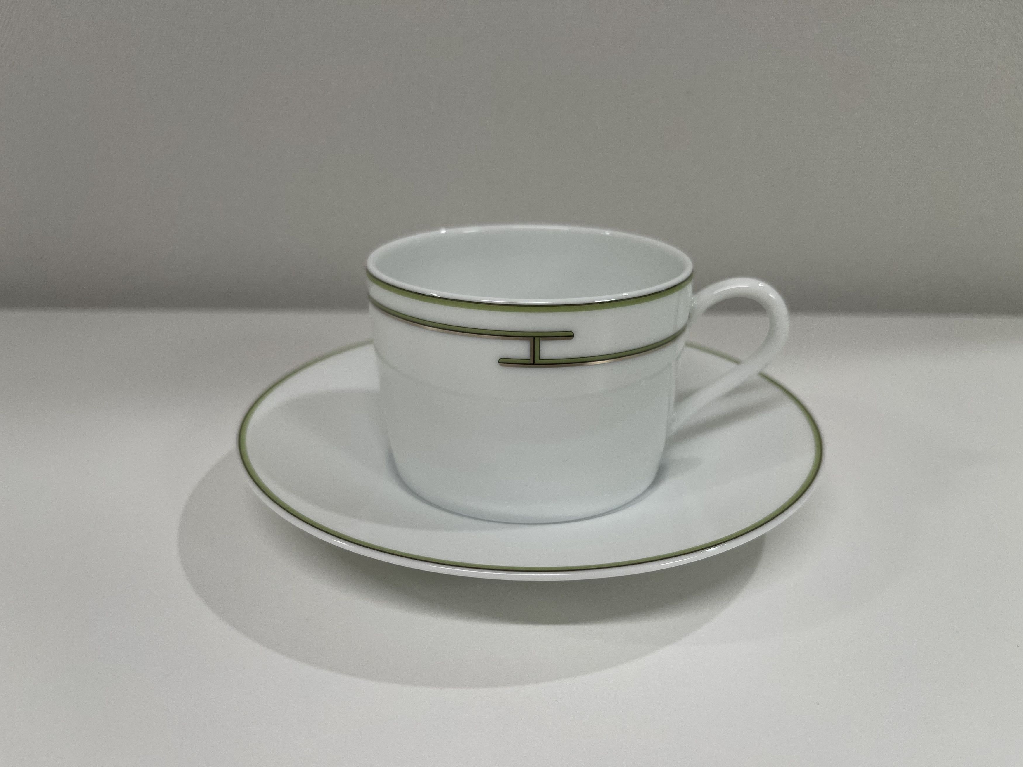 Hermes Hermes Rhythm Green Tea Cup Saucer 1P Set Size ONE SIZE - 2 Thumbnail