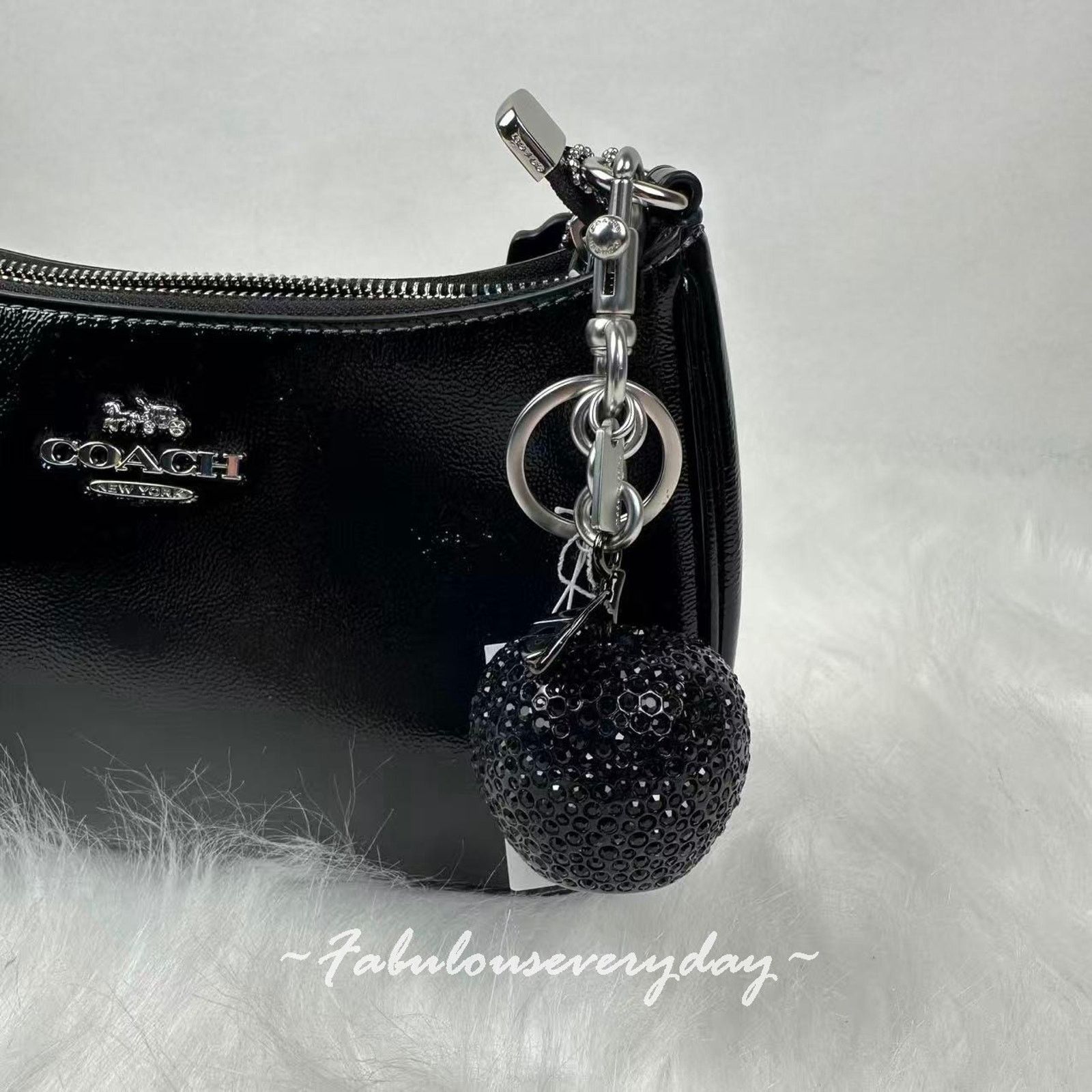 Coach Coach Crystal Apple Bag Charm In Silver/Black CCD29 Size ONE SIZE - 3 Thumbnail