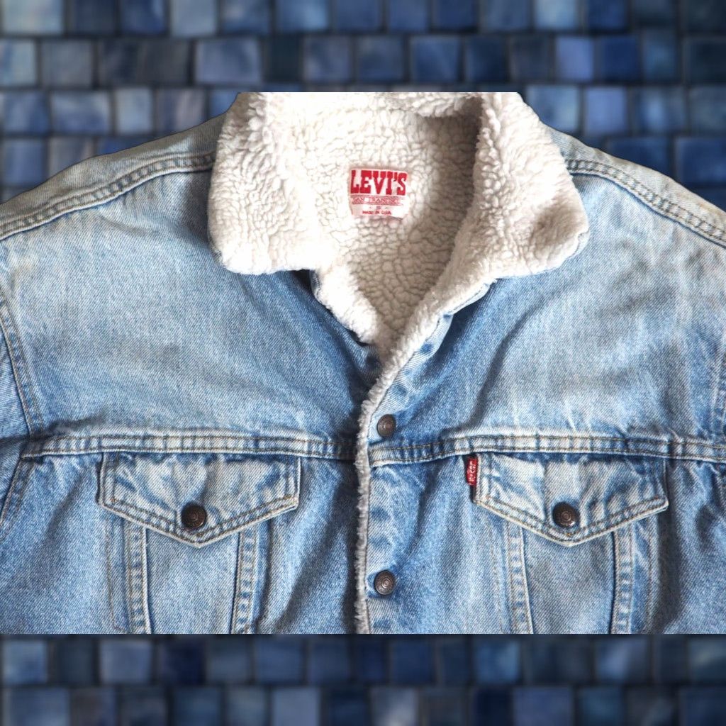 Levi's VTG Levis Denim Jacket Trucker USA Mens S 80s Blue Shearling Snap Size US S / EU 44-46 / 1 - 1 Thumbnail