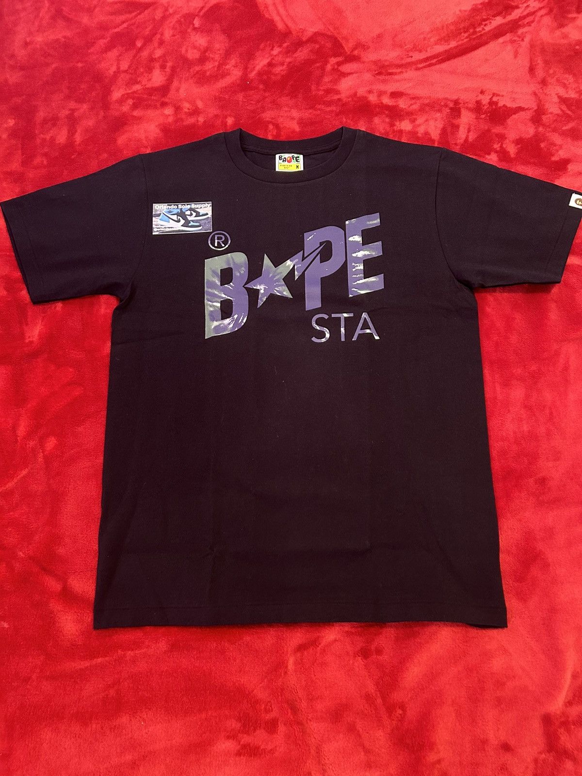 image of Tie Dye Bape Sta Logo Tee Size Medium in Black, Men's
