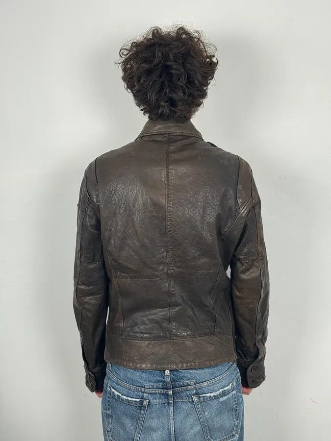 Diesel 2000s Diesel Brown Avant-Garde Multi-Pocket Leather Jacket Size US L / EU 52-54 / 3 - 3 Thumbnail