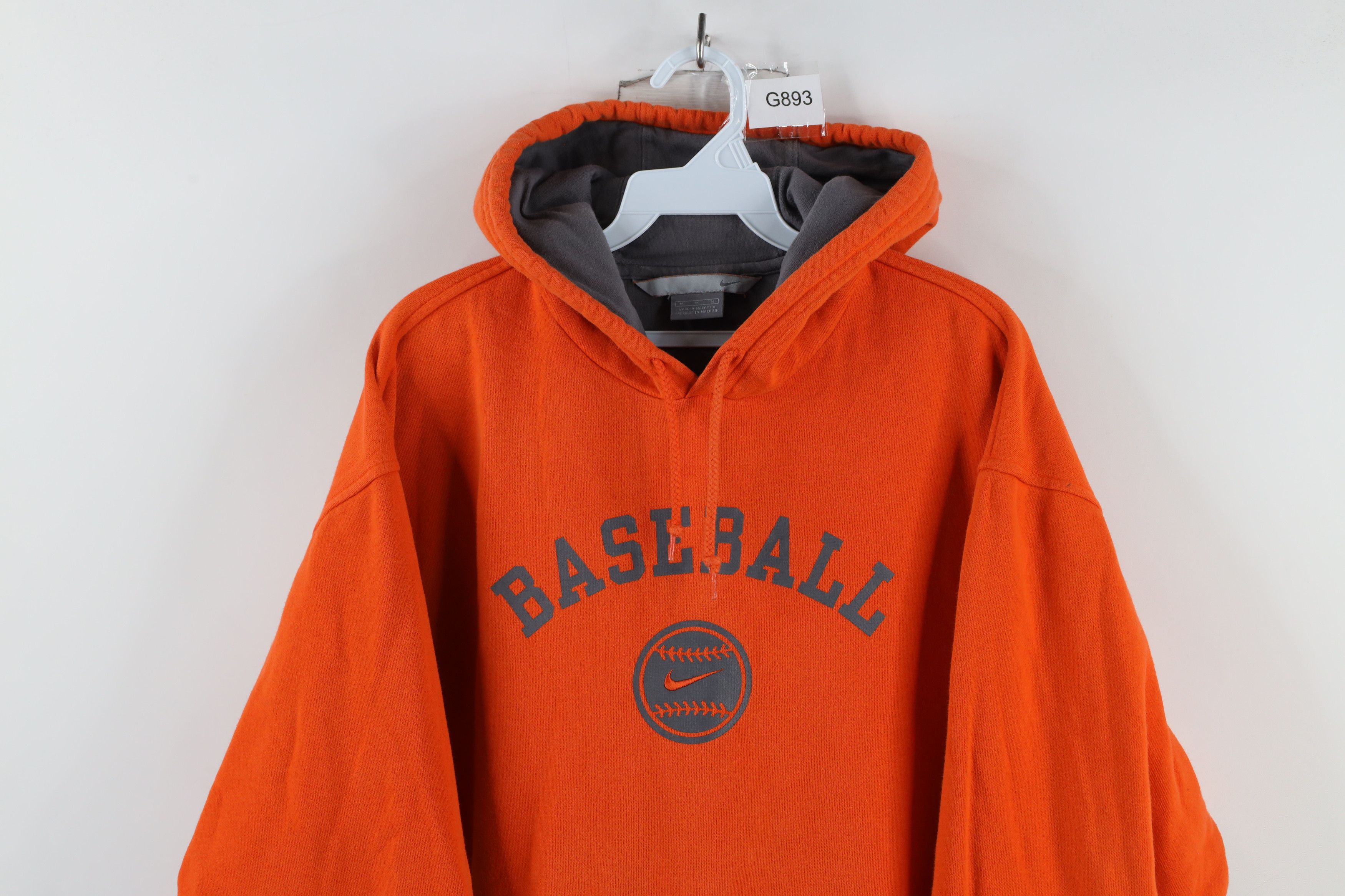 Nike × Vintage Vintage Nike Baseball Scott Center Swoosh Hoodie Orange Size US M / EU 48-50 / 2 - 2 Thumbnail