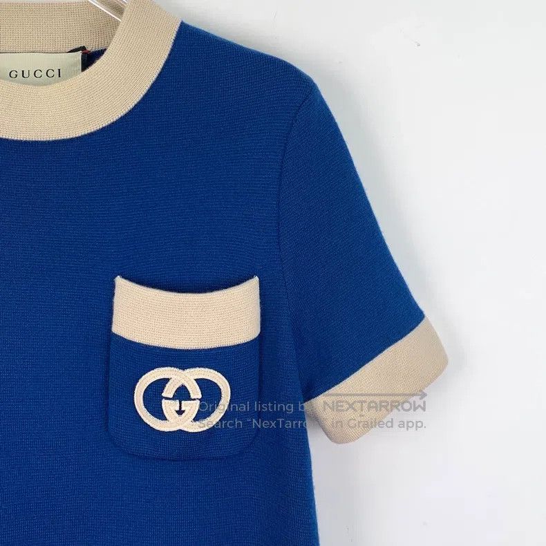 Gucci Gucci Dark blue logo embroidered wool round neck sleeveles Size S / US 4 / IT 40 - 3 Thumbnail