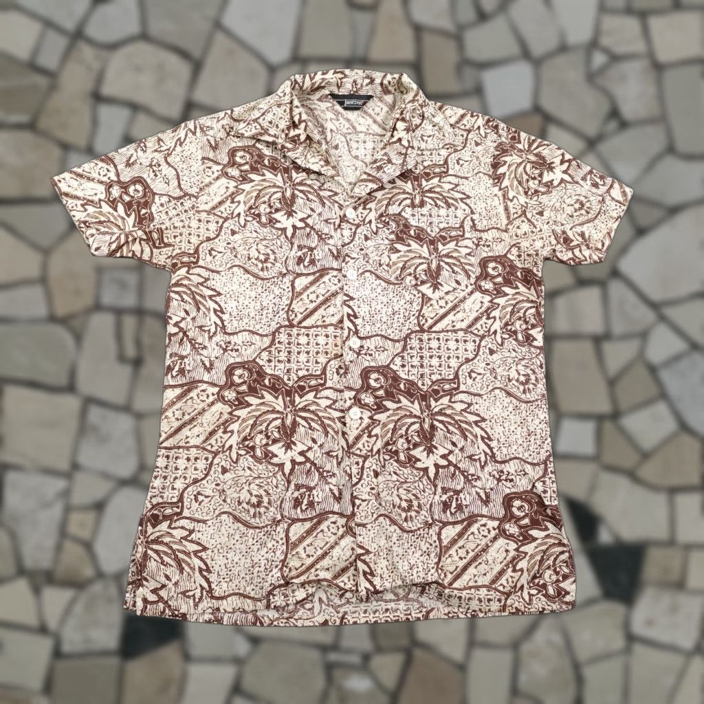 Jantzen VINTAGE Jantzen Shirt Mens M Brown Hawaiian Aloha Camp Dagger Collar 70s Button-Up Short Sleeve Floral Tropical Pockets 70s Mens Brown Shirt Size US M / EU 48-50 / 2 - 1 Thumbnail