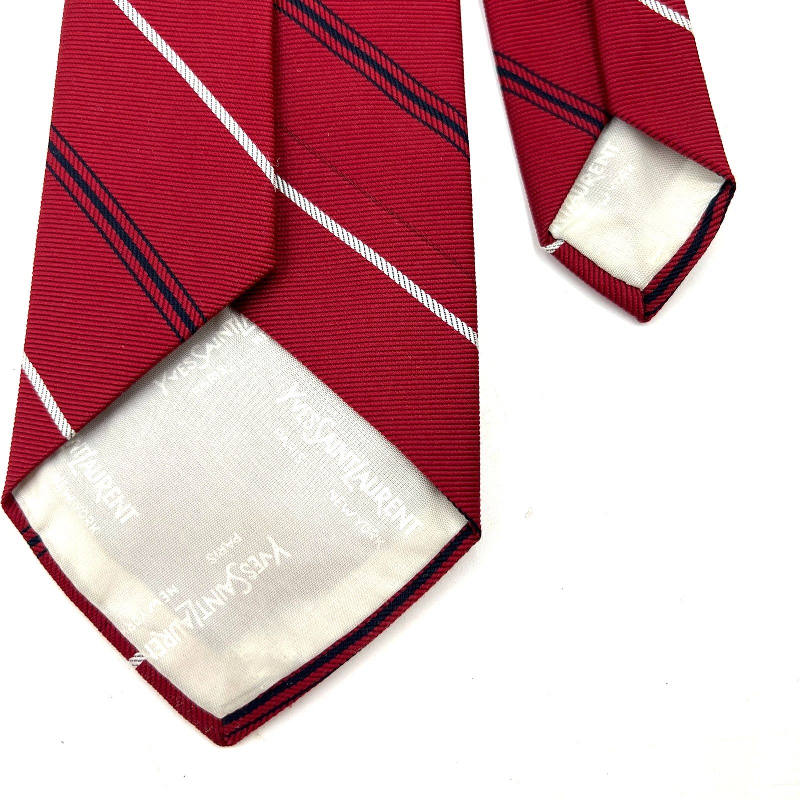 Yves Saint Laurent Vintage Yves Saint Laurent Red Silk Tie Stripes Size ONE SIZE - 4 Thumbnail