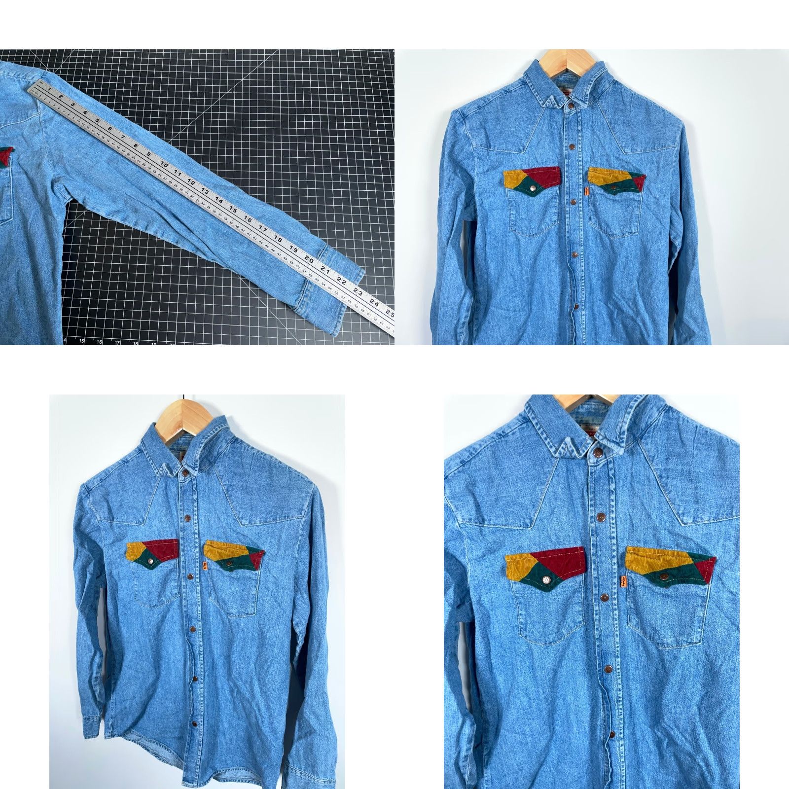 Levi's Levi's Denim Western Shirt Mens Medium Blue Corduroy Trim Snap Button #Orange Tab# 80s 90s Western Casual Workwear Size US M / EU 48-50 / 2 - 8 Thumbnail