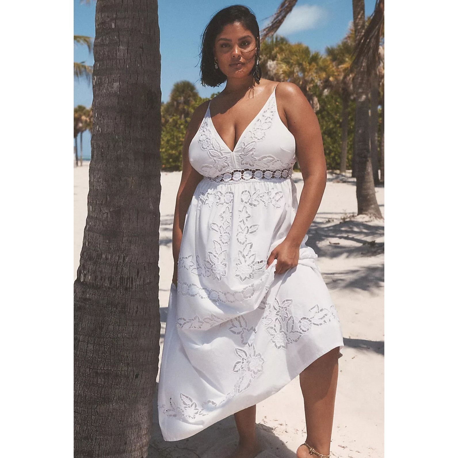 Anthropologie NWT Vineet Bahl V-Neck Floral Cutwork Midi Dress $278 SP Size S / US 4 / IT 40 - 5 Thumbnail