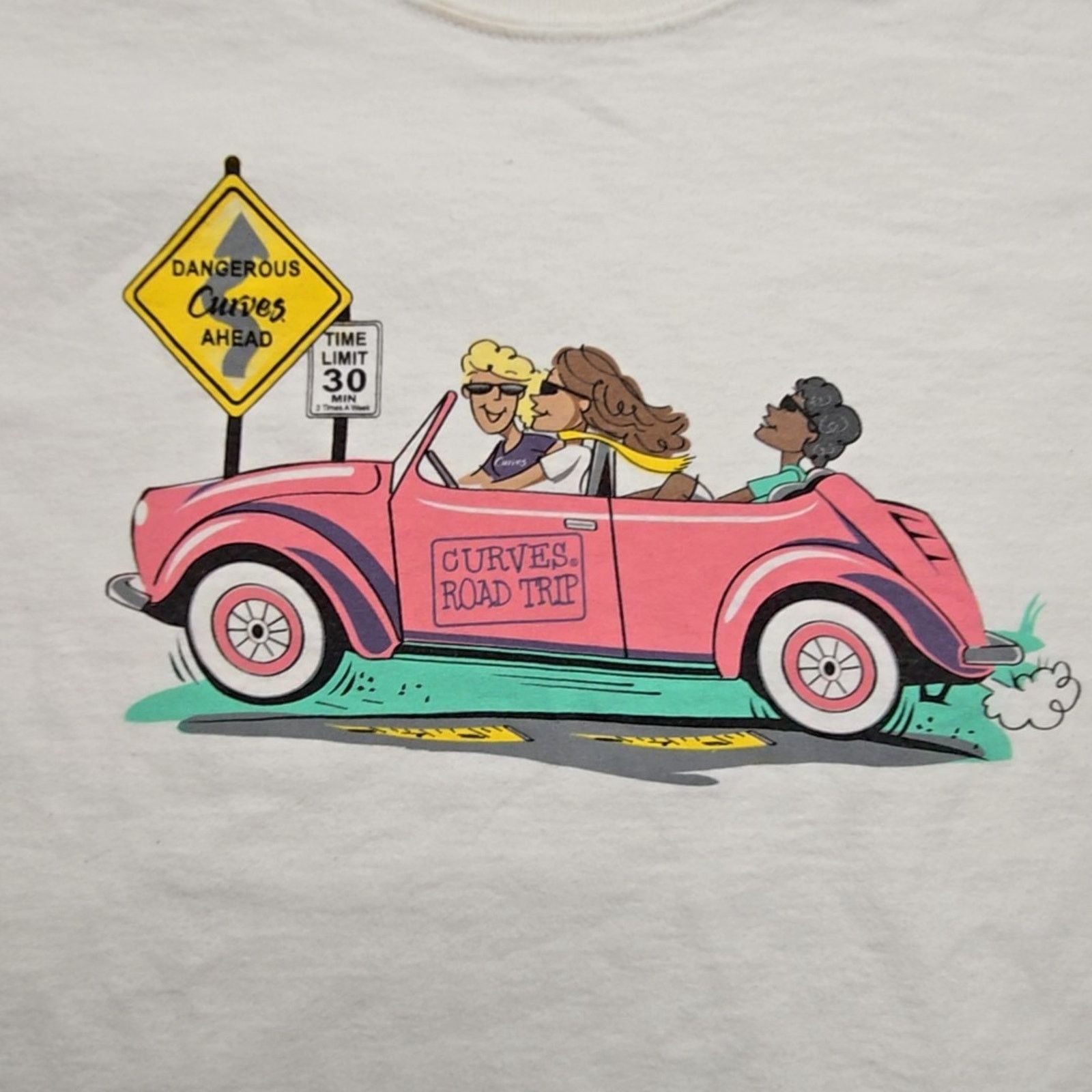 Gildan Curves Road Trip Shirt Womens White L Fitness Graphic Tee Size L / US 10 / IT 46 - 2 Thumbnail