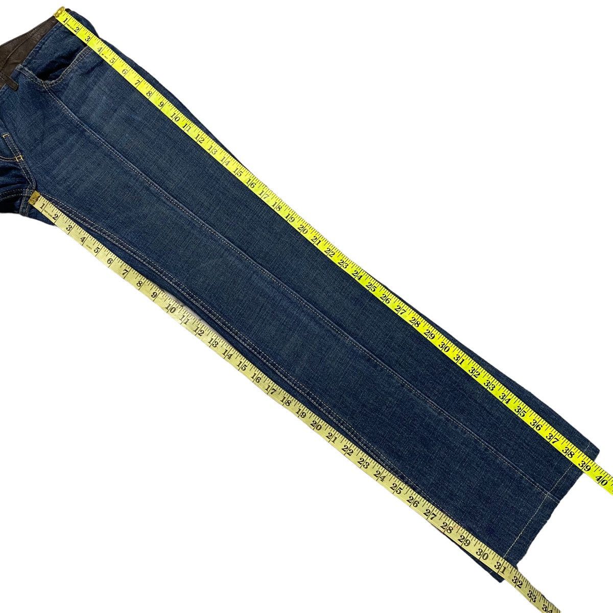 Neil Barrett Neil Barrett Denim Leather Trimmed Flare Jeans Low Rise Size 28" / US 6 / IT 42 - 22 Thumbnail