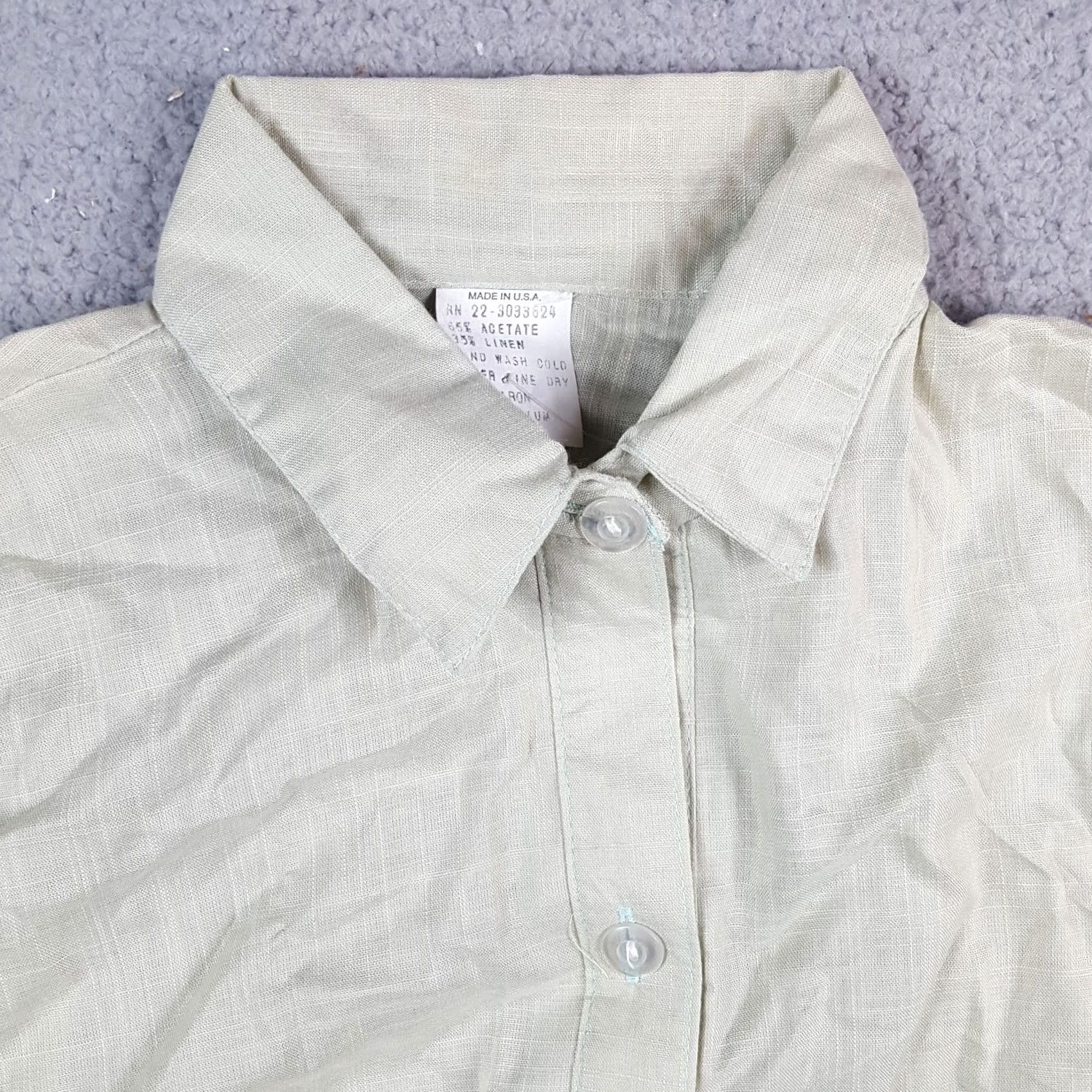Vintage VINTAGE Y2K Green Linen Tie Front Women's Size M Preppy Summer Button Up Shirt Size M / US 6-8 / IT 42-44 - 2 Thumbnail