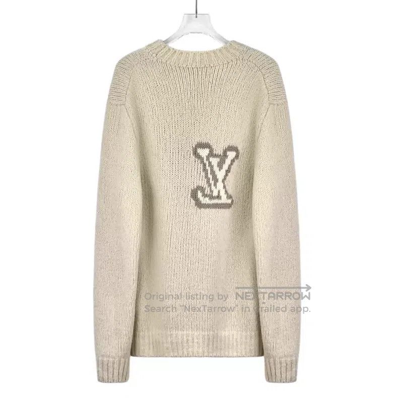 Louis Vuitton Louis Vuitton 26 off-white logo intarsia crewneck wool lon Size US M / EU 48-50 / 2 - 2 Thumbnail