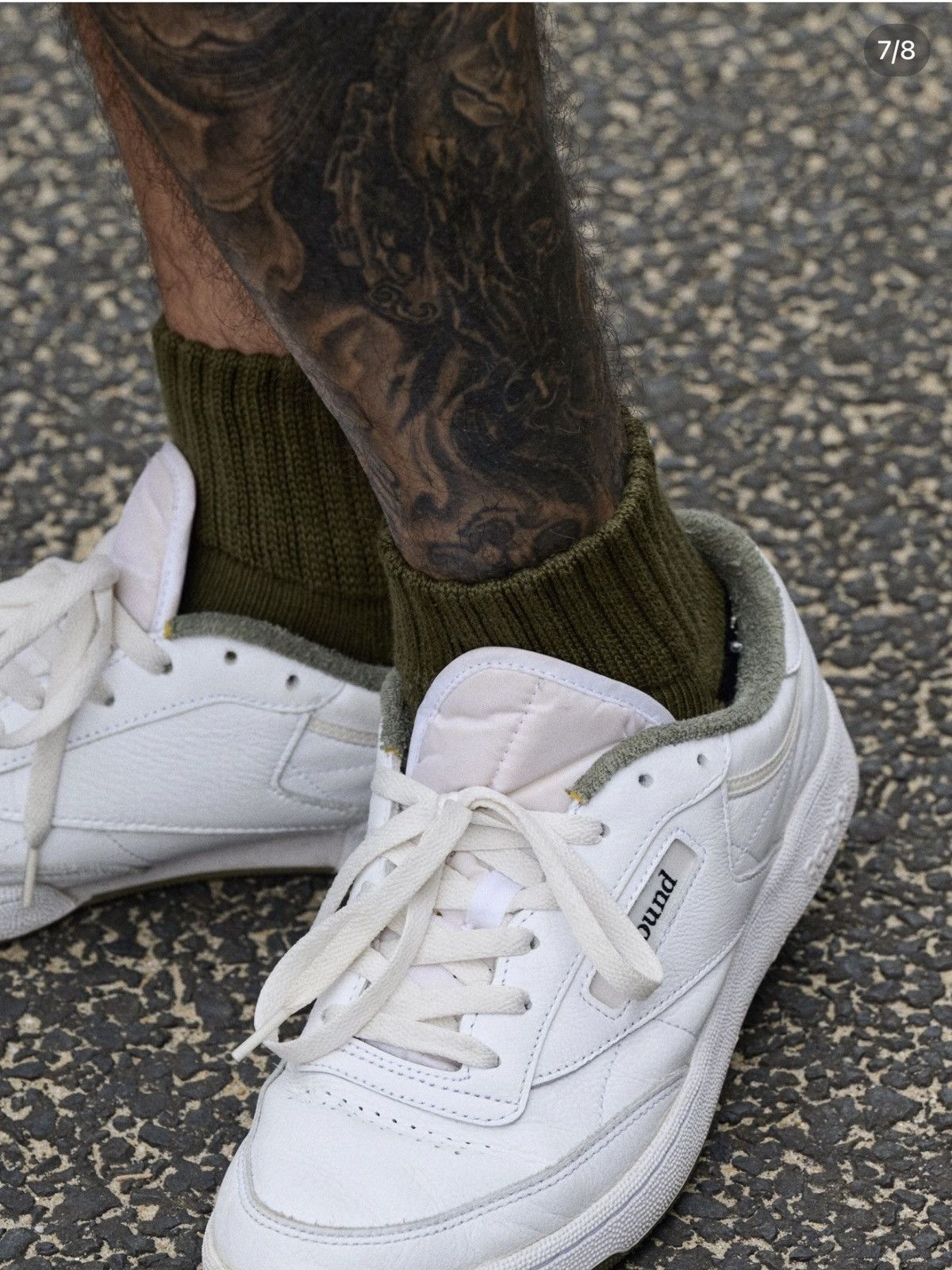 JJJJound × Reebok Reebok Club C JJJJound White Olive Size US 8.5 / EU 41-42 - 2 Thumbnail