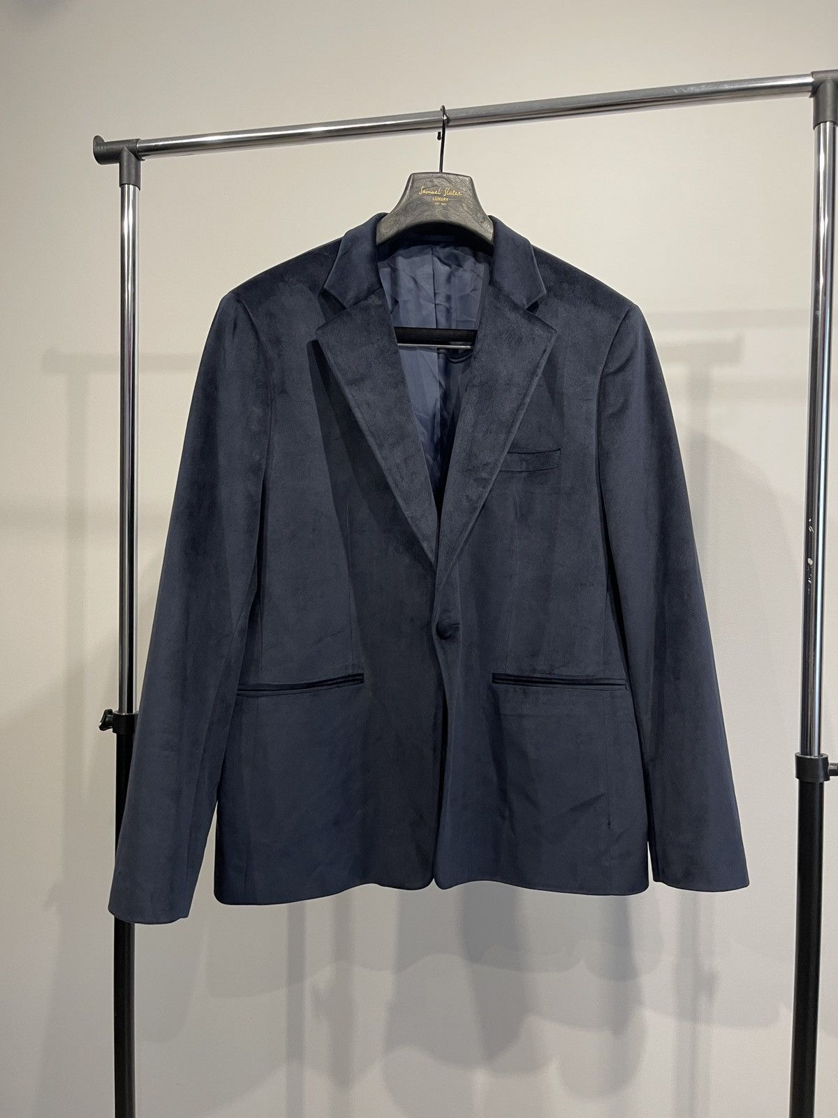 Vintage velvet jacket blue velour classic jacket sport coat