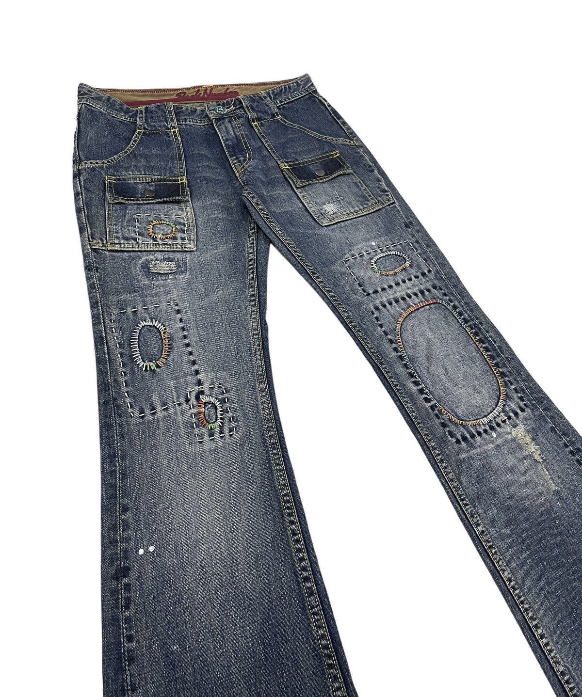 PPFM BackNumber Japan Bush Flare Jeans Patchwork Kapital Style Size US 30 / EU 46 - 4 Thumbnail