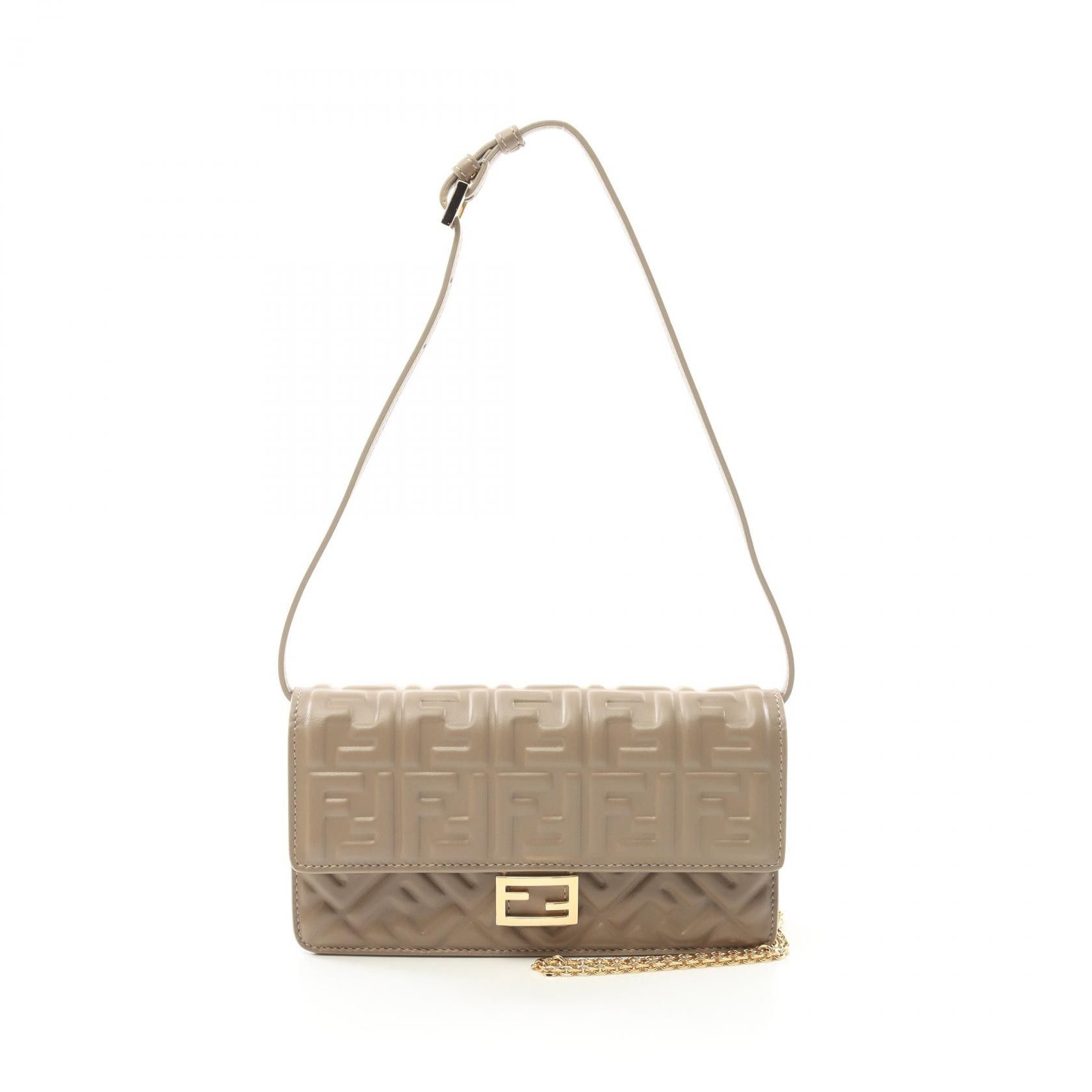 Fendi Fendi Leather Baguette Zucca Shoulder Bag 8M0498Aajdf0E65 Leather Shoulder Bag 8M0498Aajdf0E65 in Beige, Women's