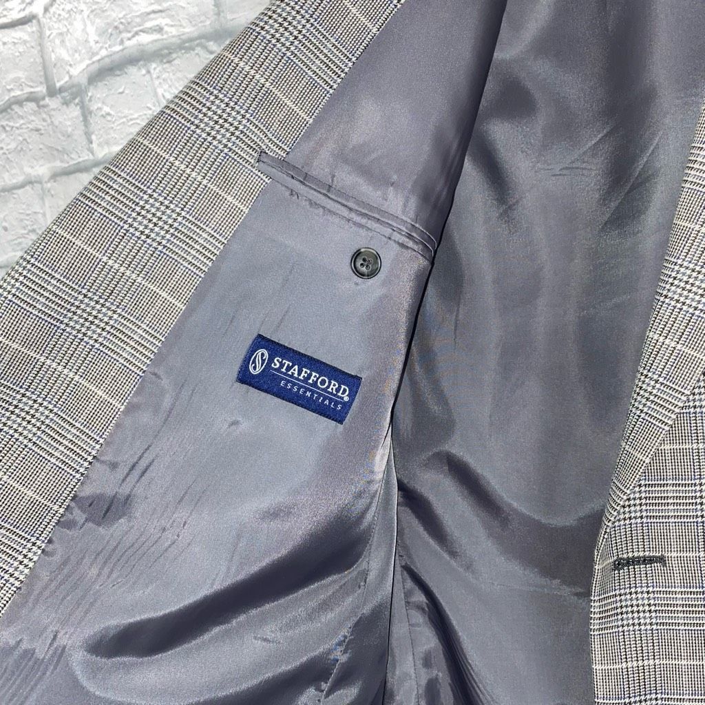 Stafford Stafford essentials mens 44R black & white button plaid blaz Size 44R - 6 Thumbnail