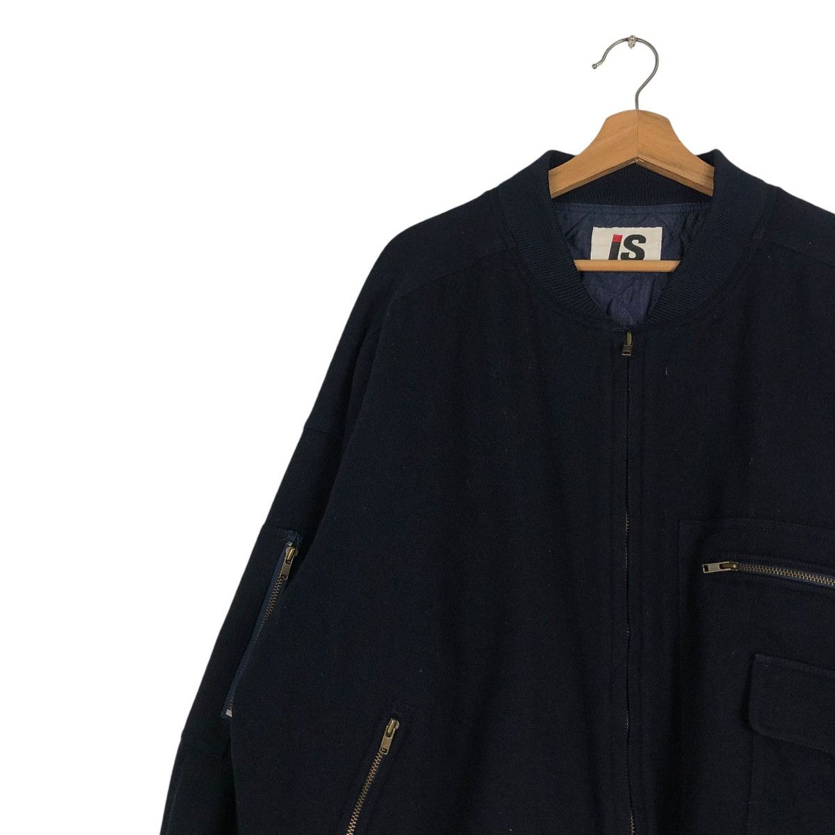 Issey Miyake 🔥VINTAGE ISSEY MIYAKE I.S. CARE LABELS WOOL BOMBER JACKET Size US L / EU 52-54 / 3 - 9 Thumbnail