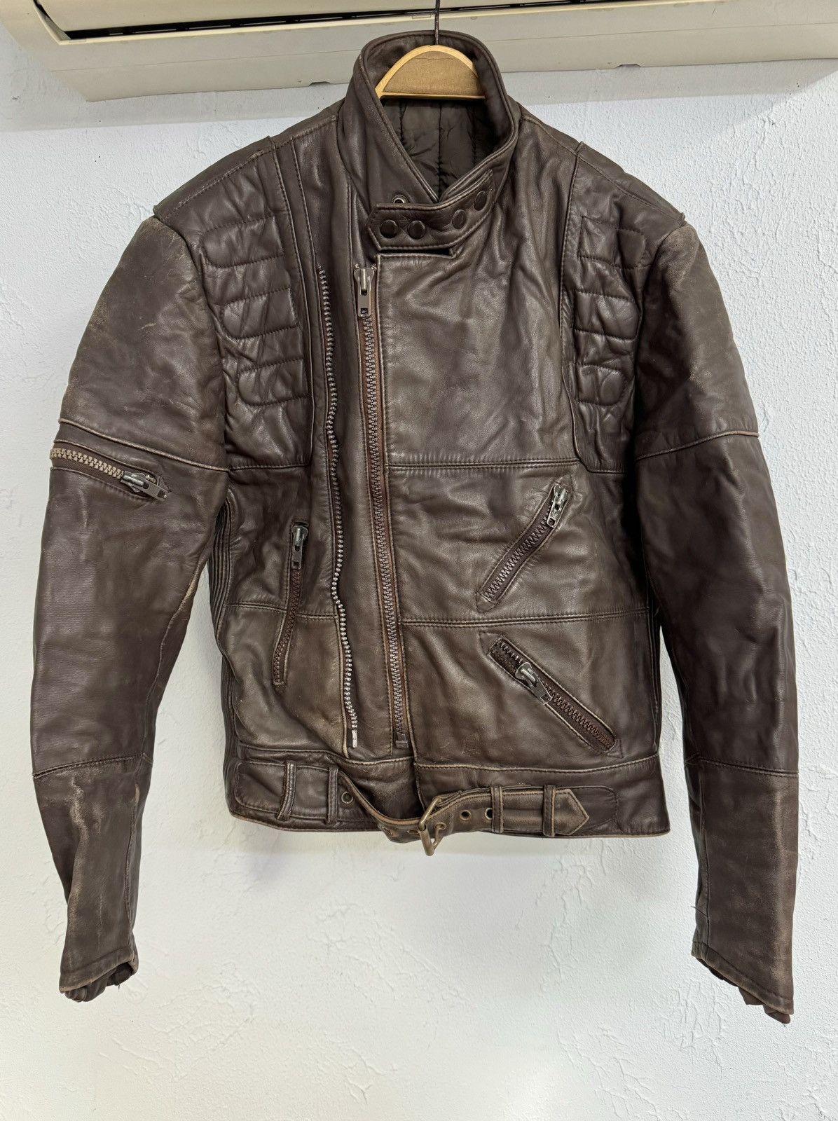 Japanese Brand Vintage 90s Stone Leather Multi-Zip Racing Jacket Size US M / EU 48-50 / 2 - 1 Thumbnail