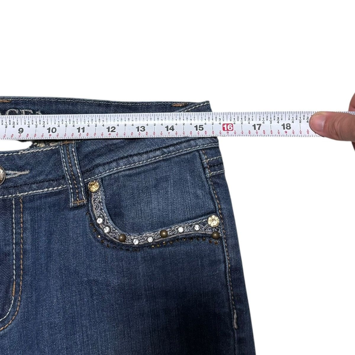 Grace in LA Grace in LA Rhinestone Pockets Jeans Women’s 8 (31x33.5) Size 31" - 9 Thumbnail