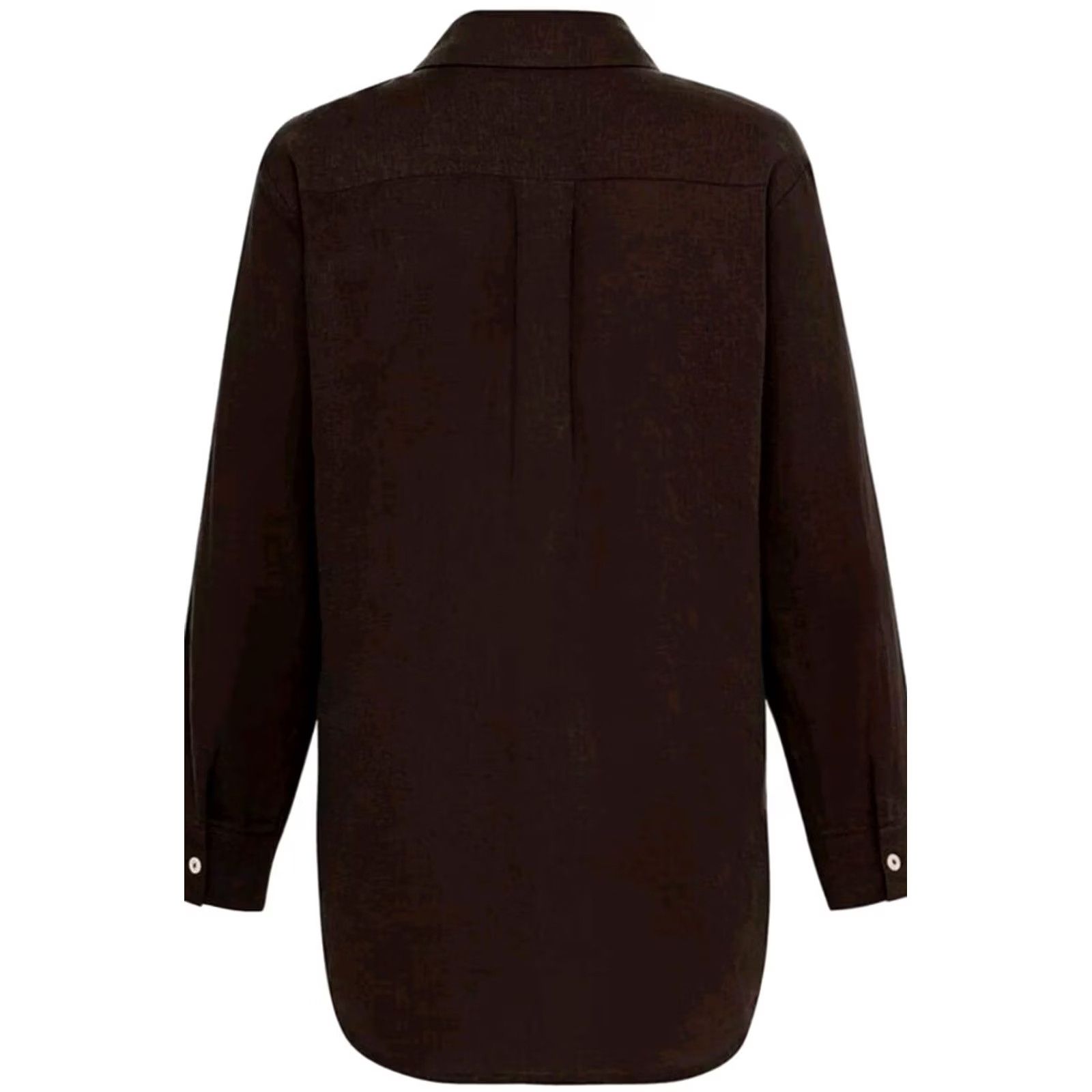 Vintage Montce Women's Button-Up Shirt Linen Blend Swim Cover Size S Brown, Linen Blend, Rayon, Button Down - Regular, 18 Size S / US 4 / IT 40 - 4 Thumbnail