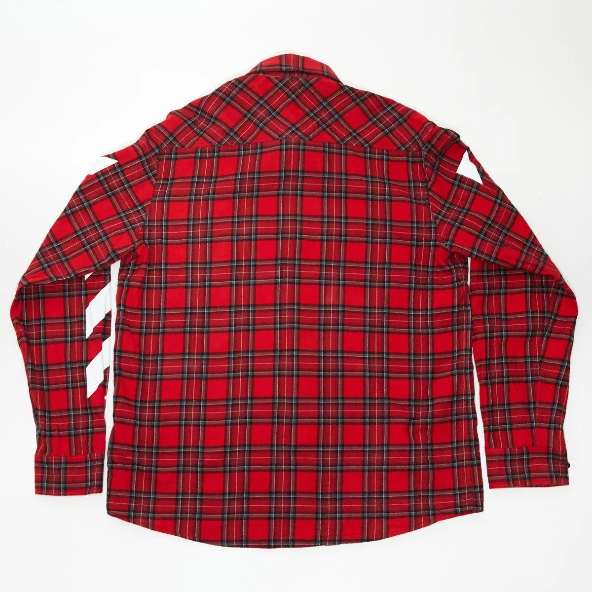 OFF-WHITE RED DIAG CHECKED FLANNEL SHIRT