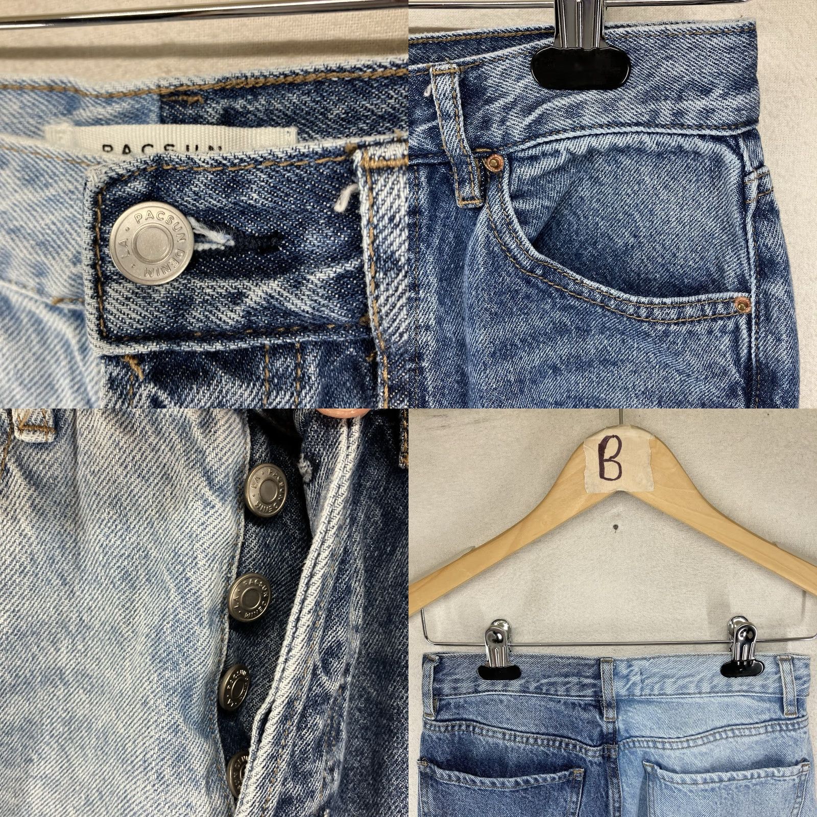 Pacsun Pacsun High Rise Straight Blue Denim Button Fly Jeans Two Tone Women's Size 25 Size 42" / US 20 - 8 Thumbnail