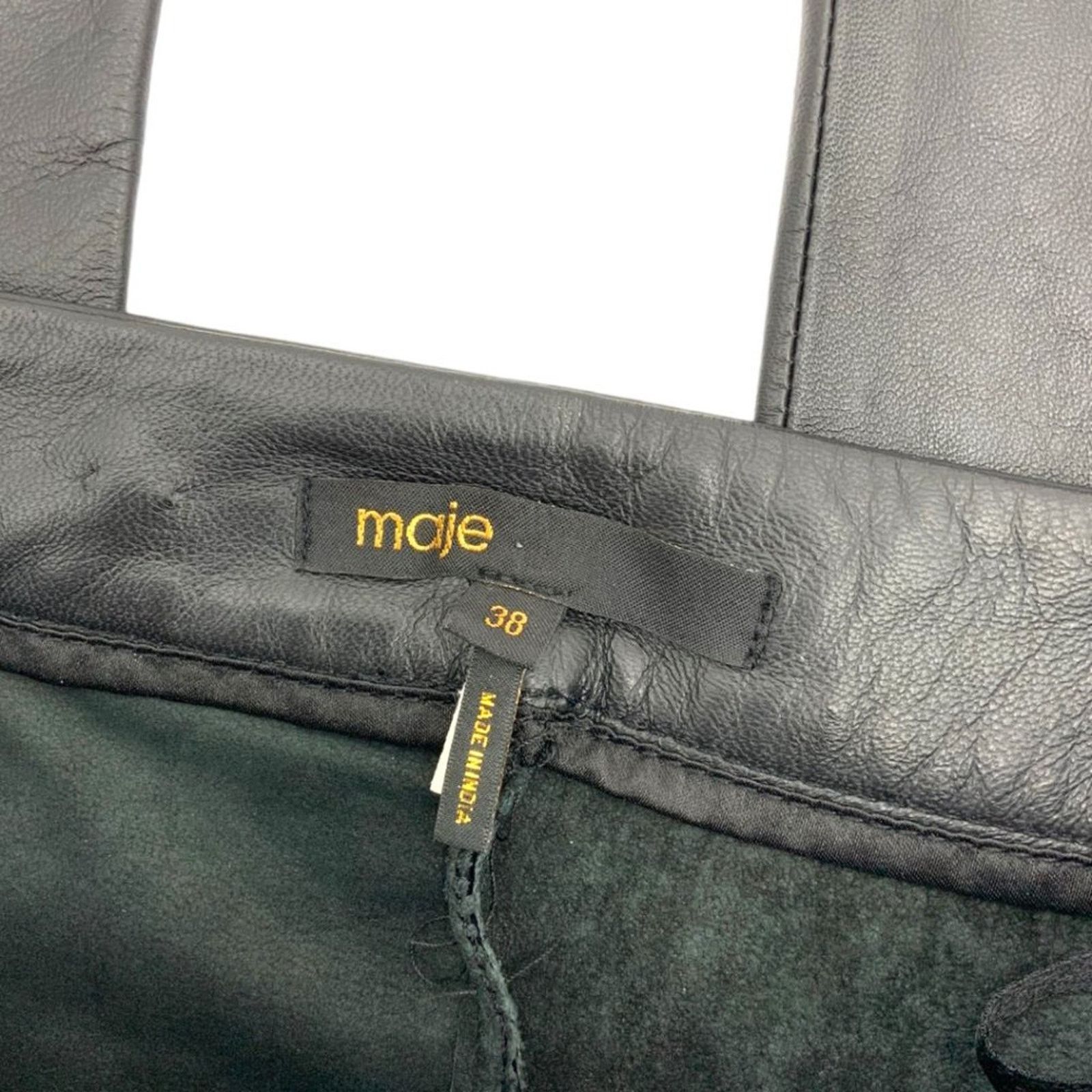 Maje Maje Black Lambskin Leather Trouser Pants 38FR Medium US Size 29" - 2 Thumbnail