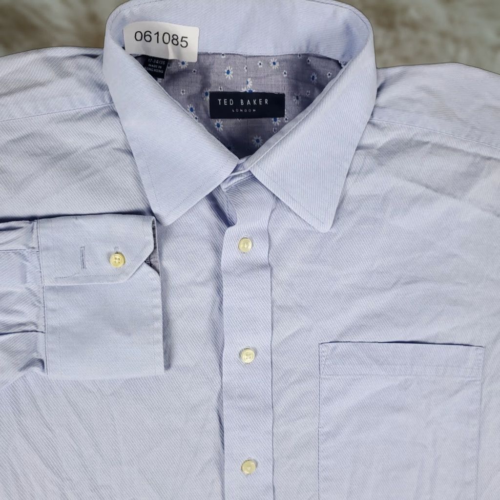 Ted Baker Ted Baker London Shirt Mens Size 17 Blue Gray Dress Button Up Long Sleeve Non-Native? Size 46R - 1 Thumbnail