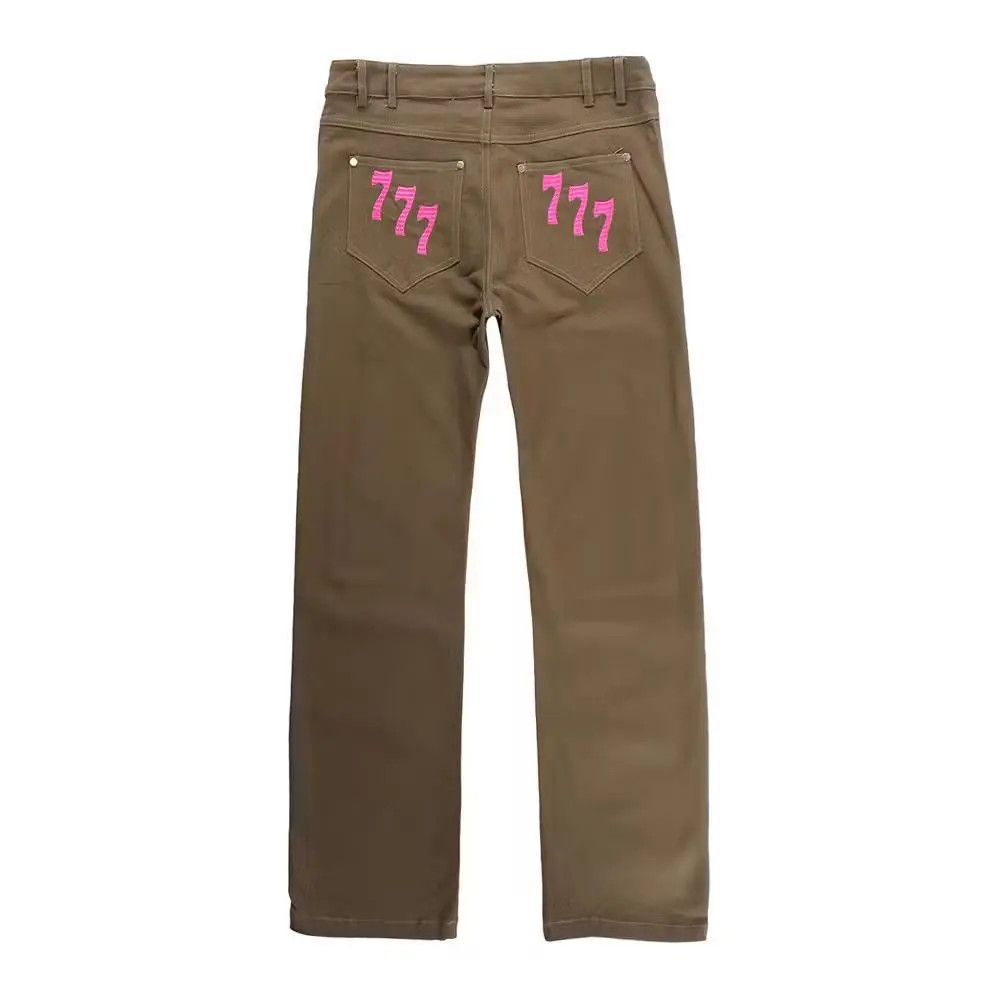Japanese Brand × Jean 777 Embroidery Khaki Denim Jeans Size US 34 / EU 50 - 3 Thumbnail