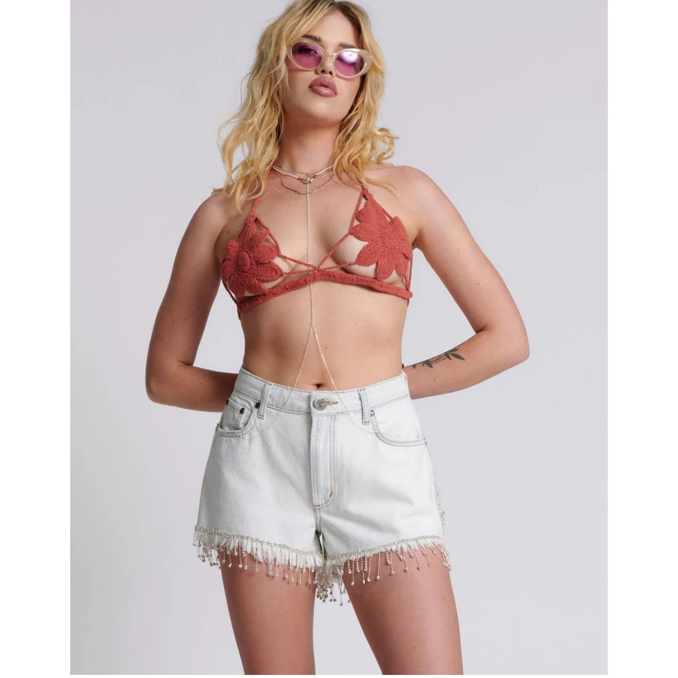 One Teaspoon One Teaspoon Razzle Dazzle Truckers Relaxed Shorts 31 Size 31" - 6 Thumbnail