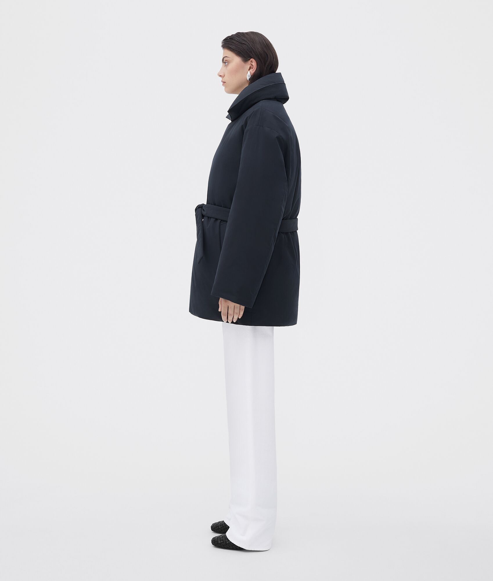 Bottega Veneta o1n1vont0225 Frosted Poplin Puffer Jacket in Dark Navy Size XS / US 0-2 / IT 36-38 - 2 Thumbnail