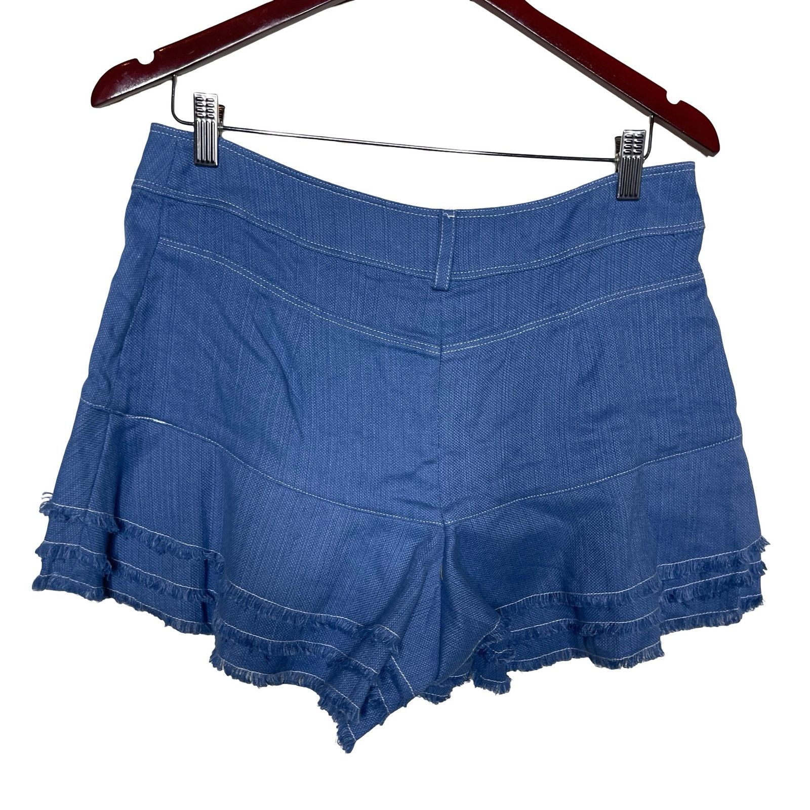 ALEXIS ALEXIS Jaymes Linen no stretch Tiered Shorts In Blue Sz L Size 28" / US 6 / IT 42 - 2 Thumbnail