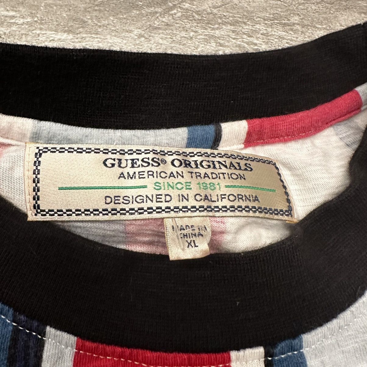 Guess Guess USA Los Angeles striped T-shirt streetwear y2k Size US XL / EU 56 / 4 - 4 Thumbnail