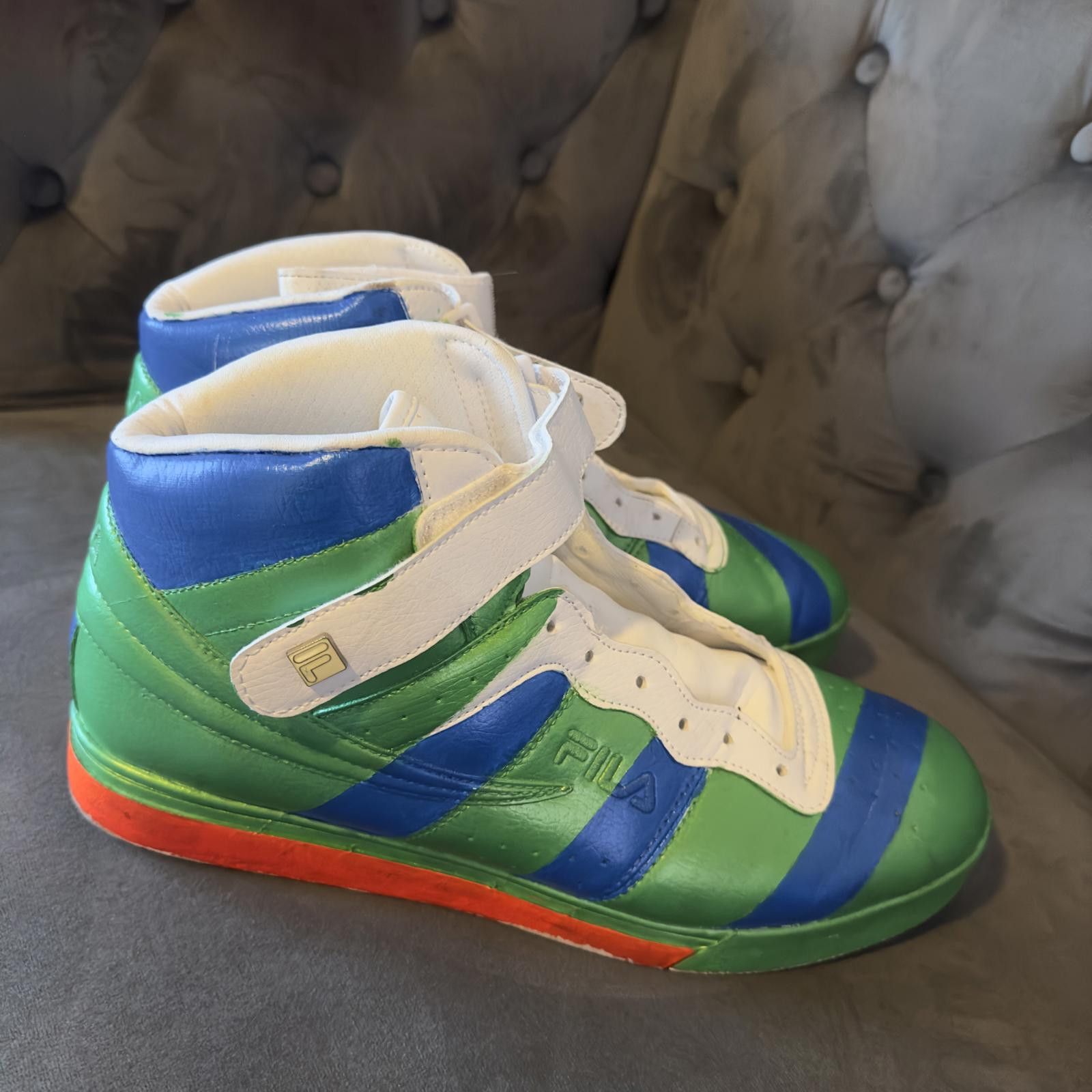 Fila Fila Retro High-Top Sneakers - Bold Green and Blue Size US 13 / EU 46 - 1 Thumbnail