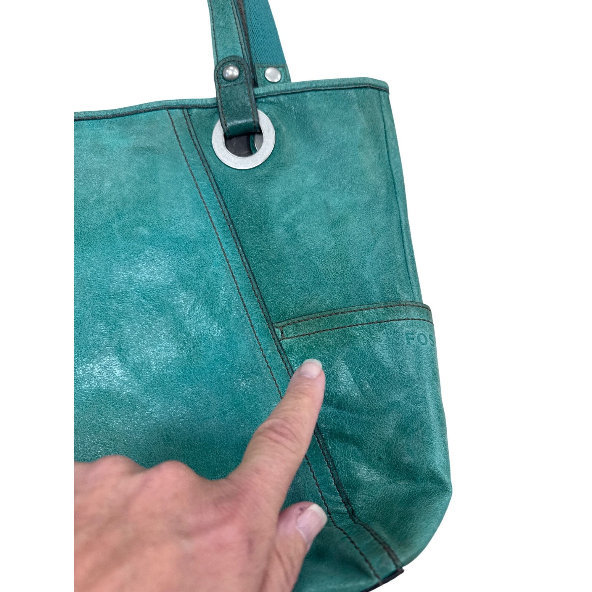 Fossil Fossil Vintage Womens Green Leather Shoulder Bag Purse Size ONE SIZE - 10 Thumbnail