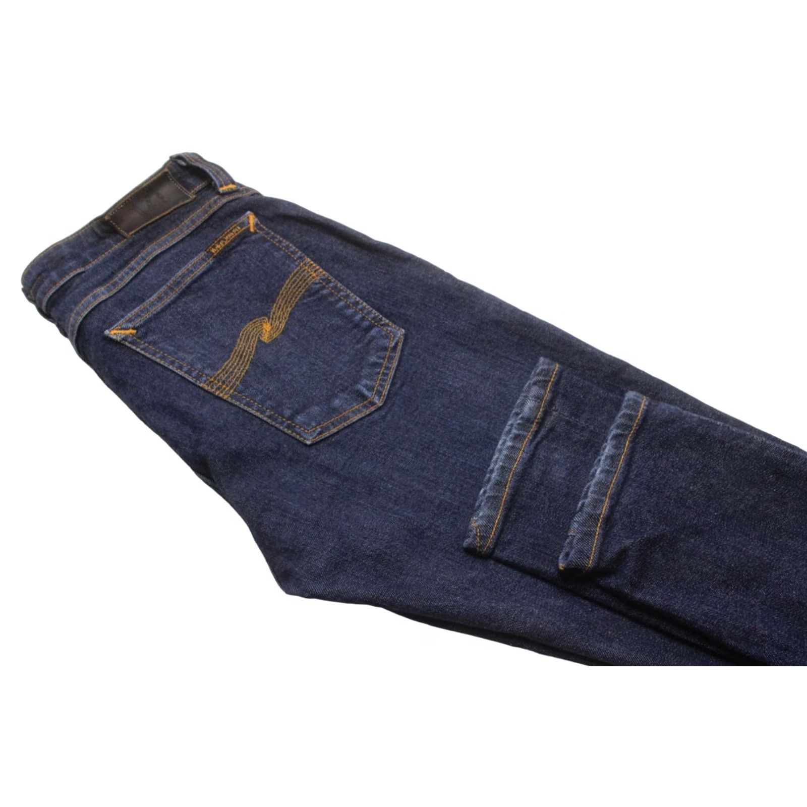 Vintage NUDIE Skinny Lin Rinsed Open Orange Jeans Men's W31/L32 Dark Fade Zip Denim Pants Slim Fit Casual Size US 31 - 5 Thumbnail