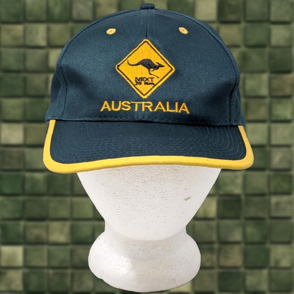 NEXT VINTAGE Australia Kangaroo Crossing Next 25 Km Green Souvenir Snapback Hat Cap Mens One Size Adjustable Baseball Cap Cap Size ONE SIZE - 1 Thumbnail