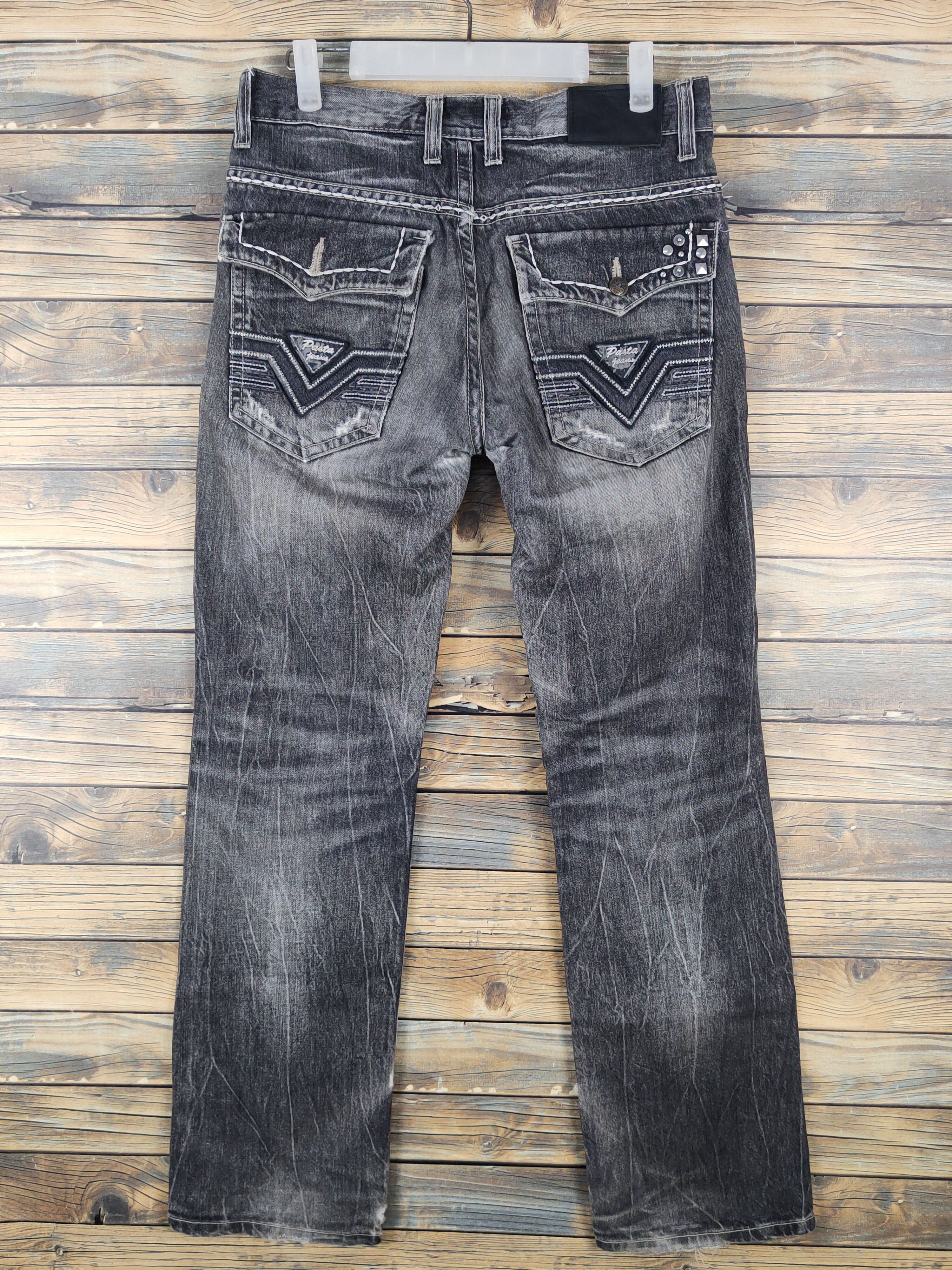 Japanese Brand Pasta Denim Black Distressed Ripped Jeans #W1415 Size US 31 - 12 Thumbnail