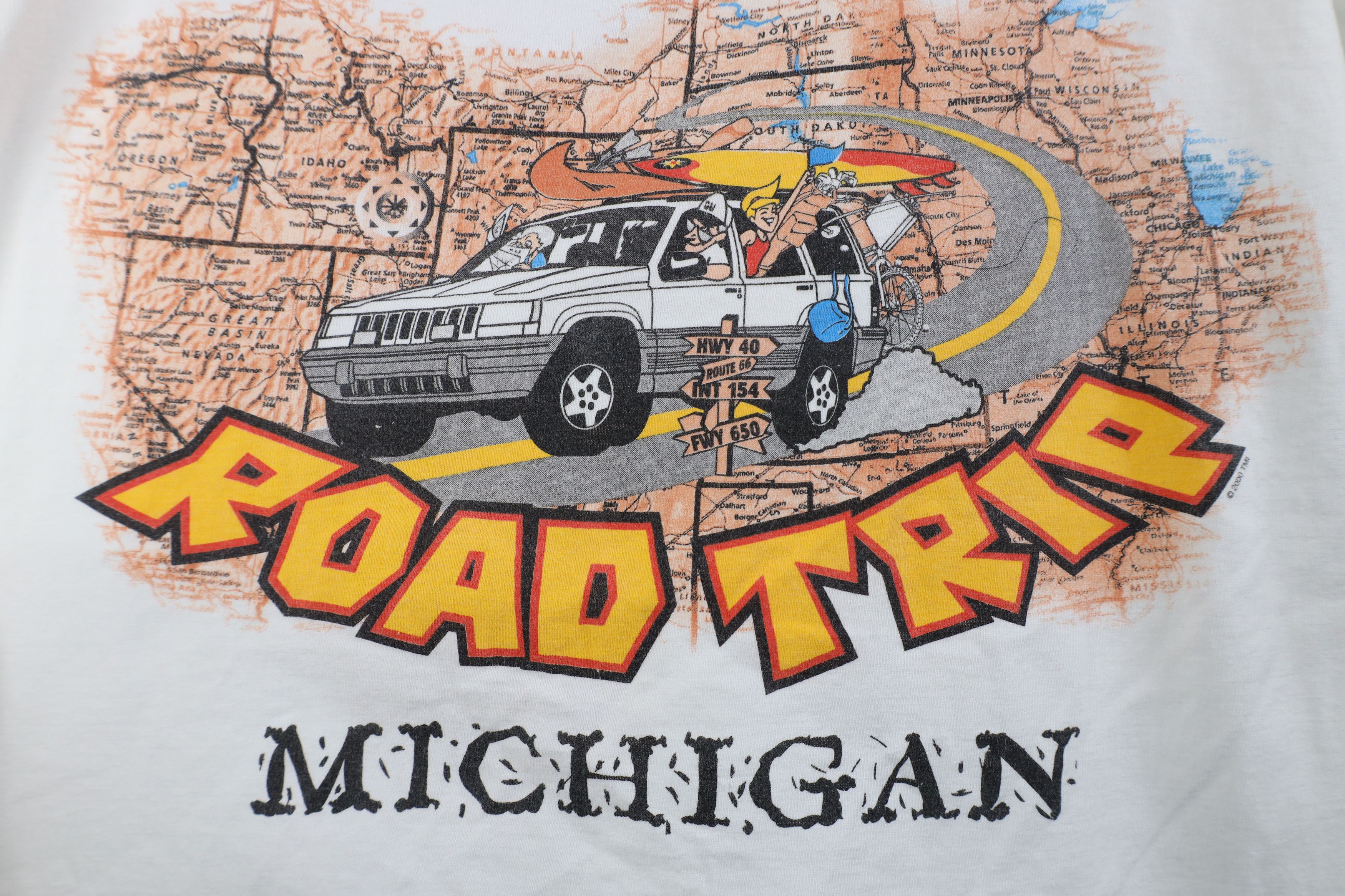 Vintage Vintage 90s Spell Road Trip Michigan Short Sleeve T-Shirt Size L / US 10 / IT 46 - 4 Thumbnail