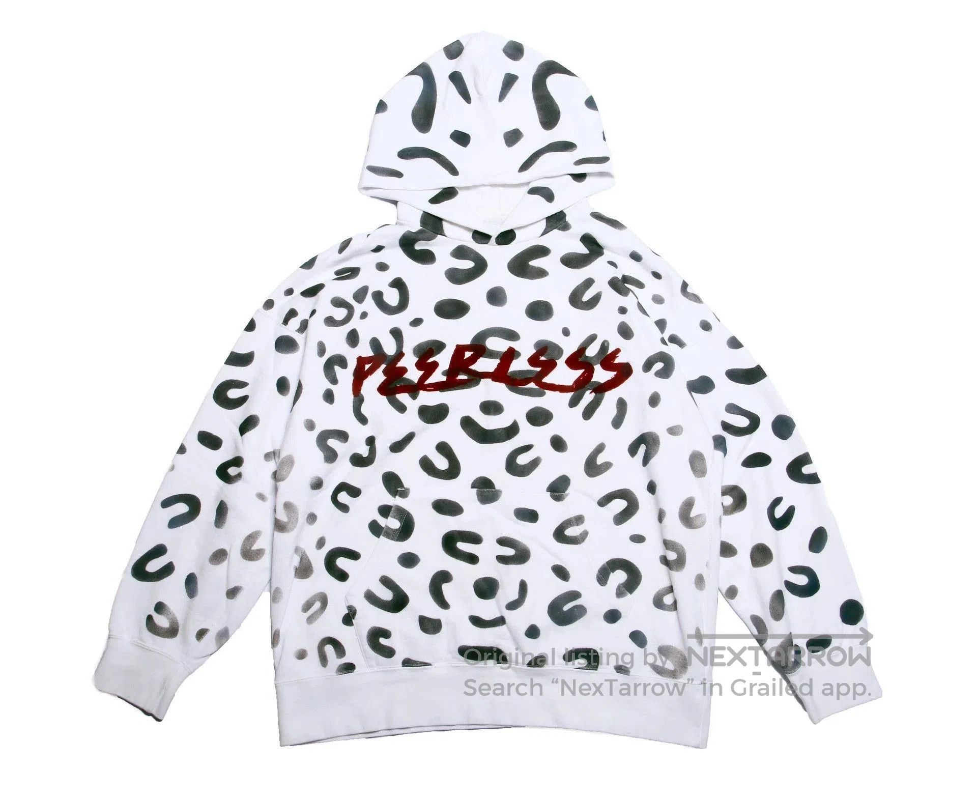 Visvim White Leopard Print Hoodie with 'PEERLESS' Graphic. Size US L / EU 52-54 / 3 - 1 Thumbnail