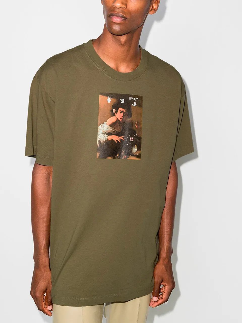 Off-White Green Caravaggio Boy Oversized T-Shirt Size US XXS / EU 40 - 2 Thumbnail