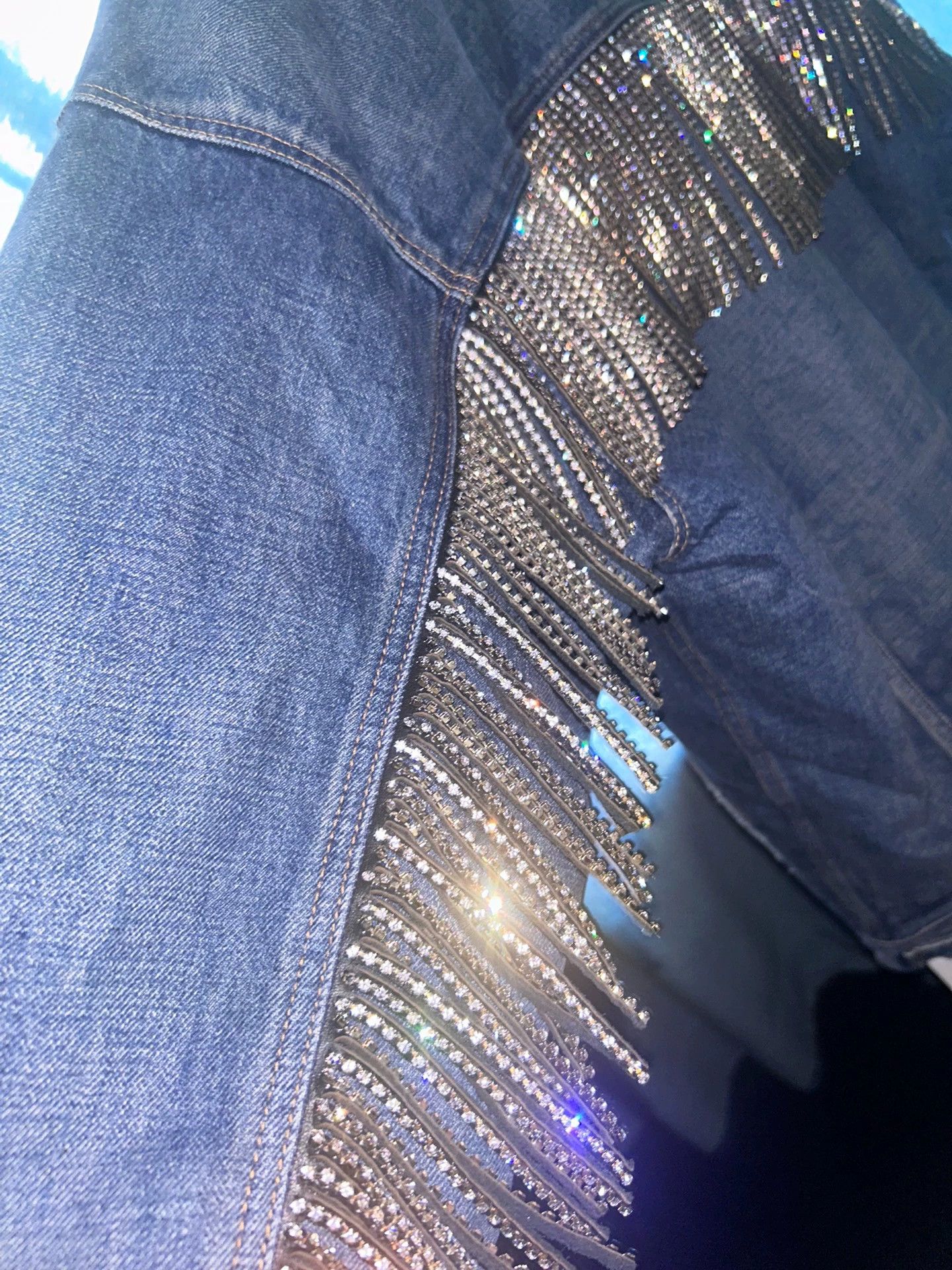 Celine Celine 22FW Oversize Black Crystal Tassel Denim Jkt XS Size US XS / EU 42 / 0 - 4 Thumbnail