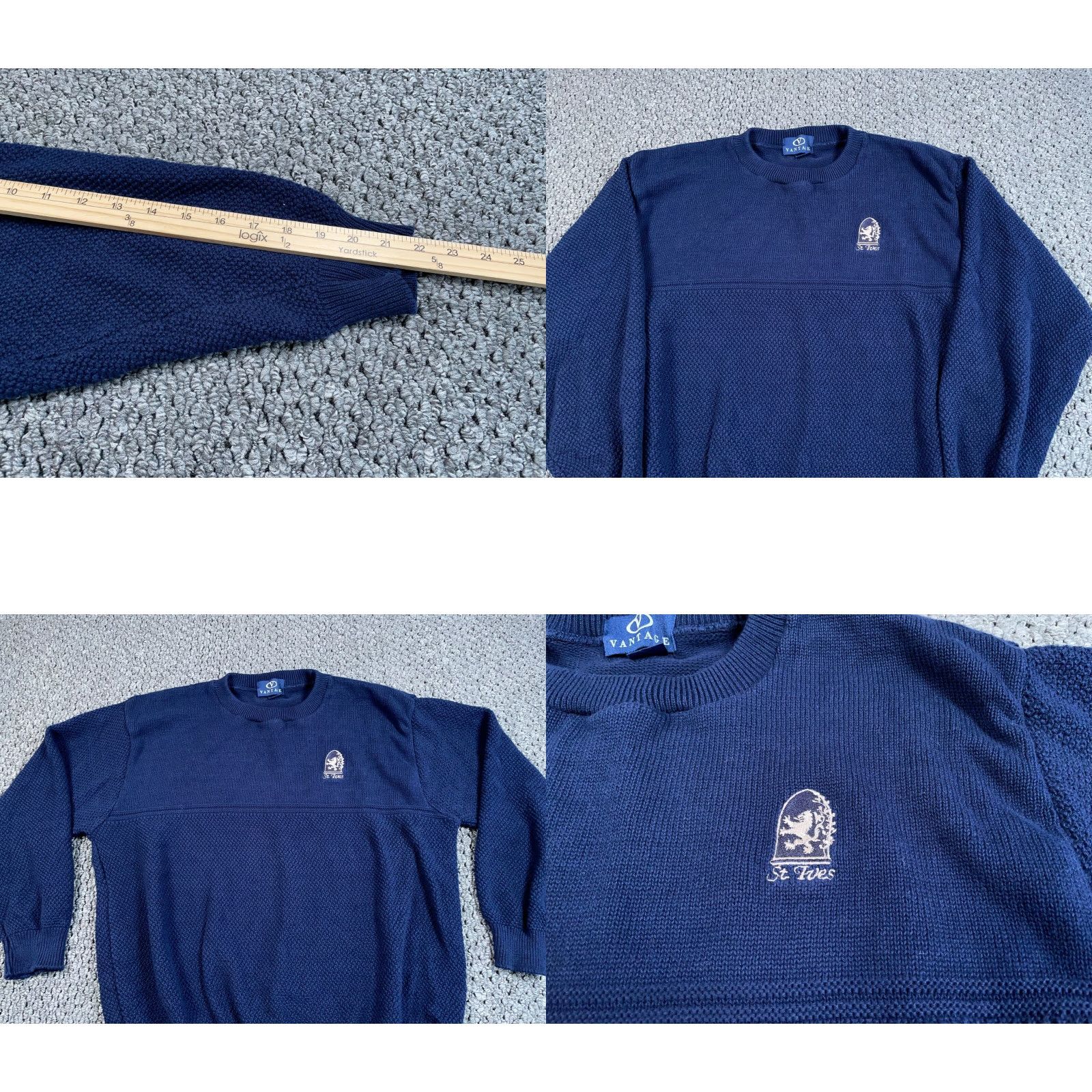 Vintage VINTAGE Vantage St. Ives Cornwall Crest Sweater Adult Large Dark Blue Chunky Knit Pullover Mens Size US L / EU 52-54 / 3 - 8 Thumbnail