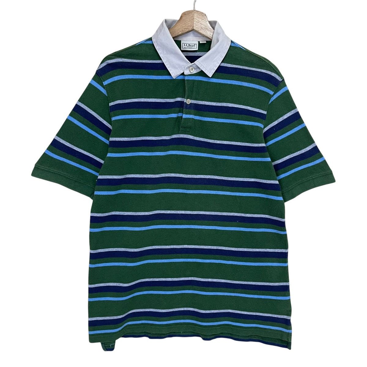 Japanese Brand × L.L. Bean × Vintage LL Bean Collar Shirts LL Bean Stripe Shirts Size US L / EU 52-54 / 3 - 1 Thumbnail