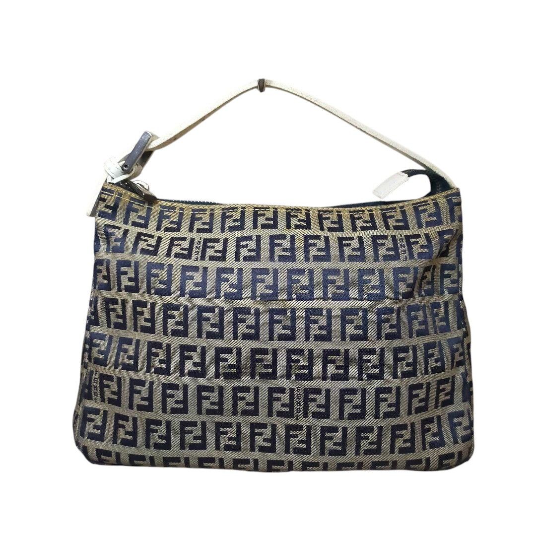 Fendi - Pouch Handbag Leather Canvas Monogram FF Beige