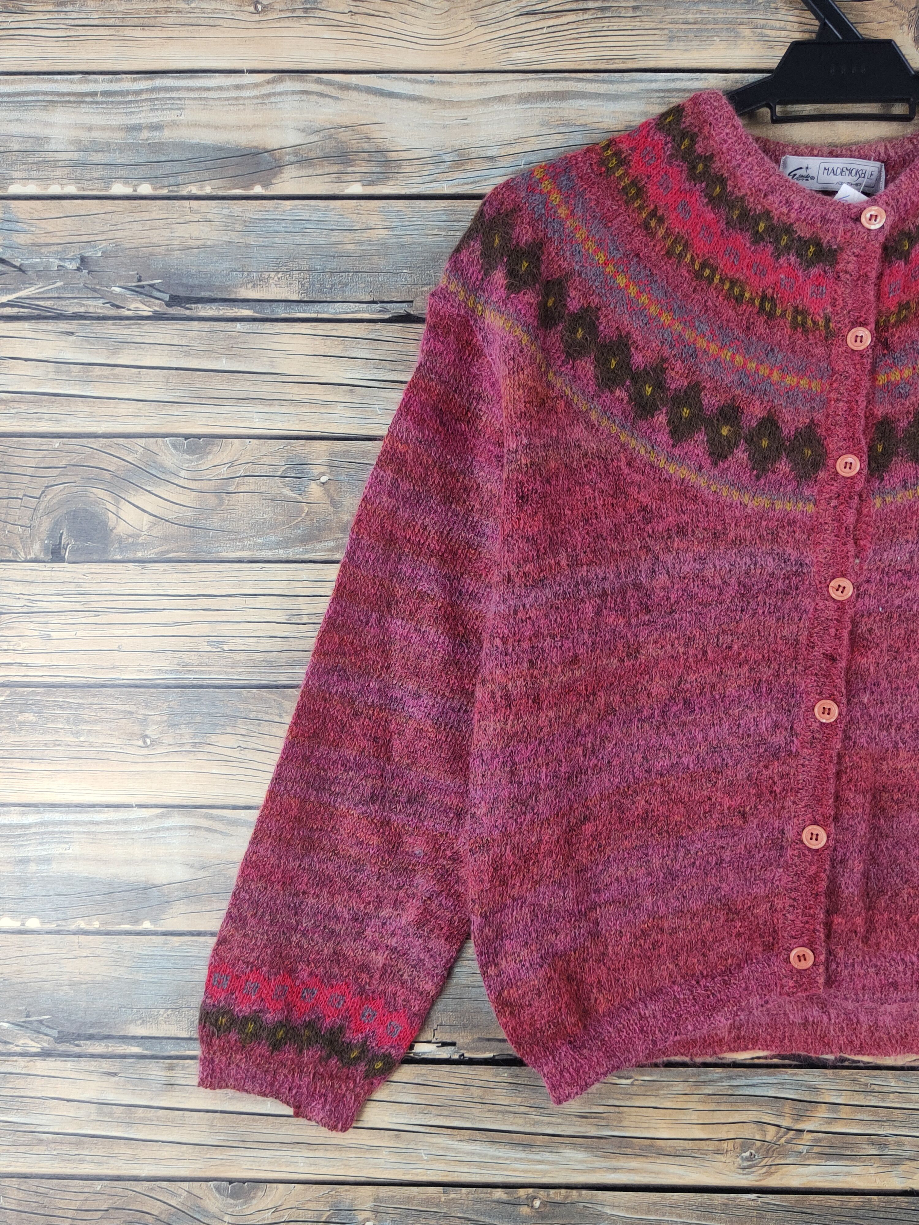 Japanese Brand Mademoiselle Red mohair vintage Knitwear Cardigan #W1548 Size S / US 4 / IT 40 - 3 Thumbnail