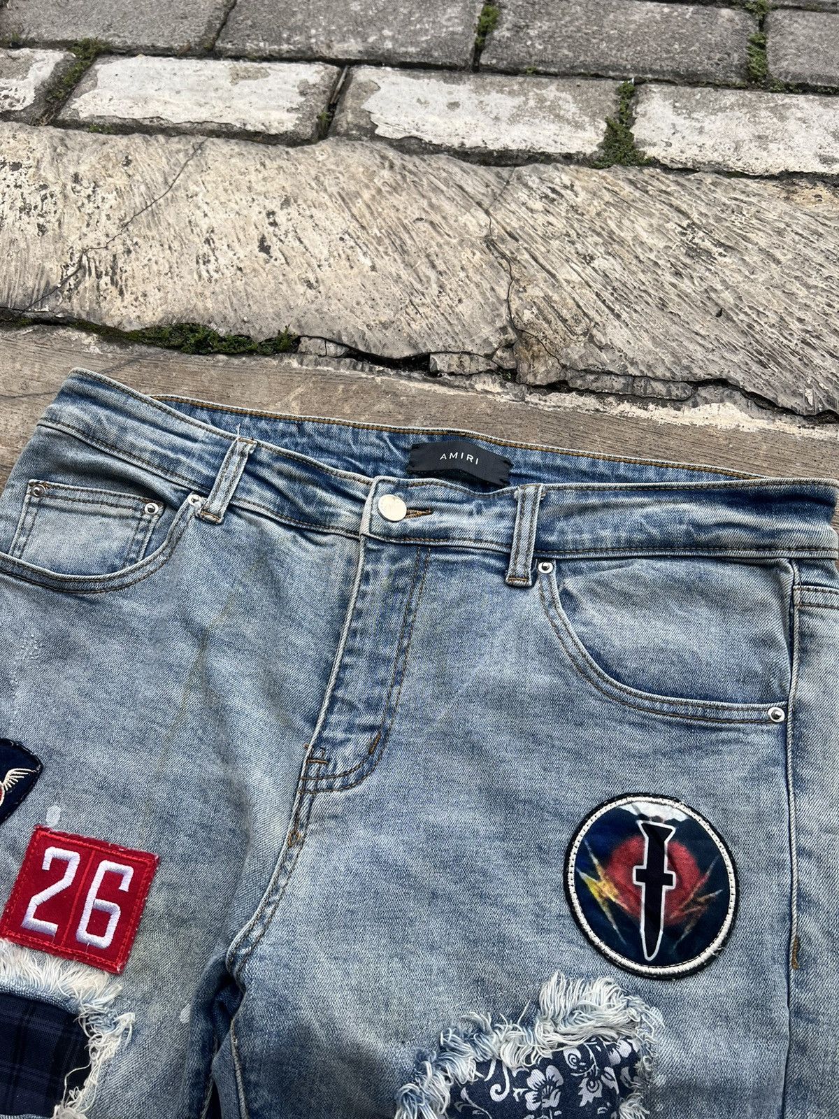 Hysteric Glamour × Undercover 2000s Amiri Mx1 Biker Patch Distressed Jeans y2k Lgb Ifsix Size US 26 / EU 42 - 6 Thumbnail