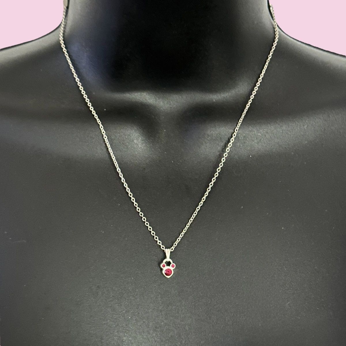 Vintage Vintage silver tone rhinestone Mickey Mouse pendant necklace Size ONE SIZE - 1 Thumbnail