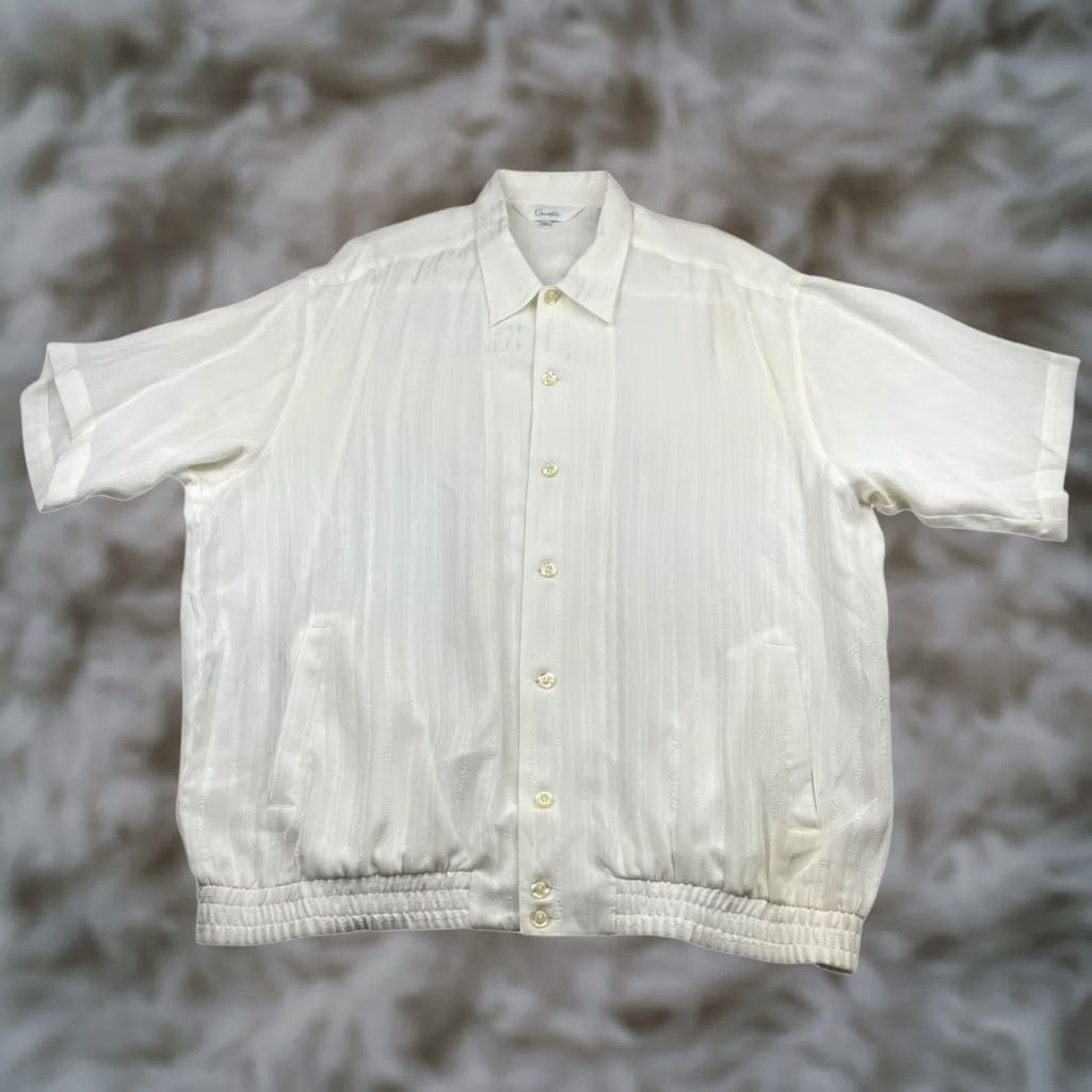 Vintage VINTAGE Genelli Men's Button Shirt Ivory 2XL Short Sleeve 100% Rayon Paisley Button-Up Shirt Size US XXL / EU 58 / 5 - 1 Thumbnail